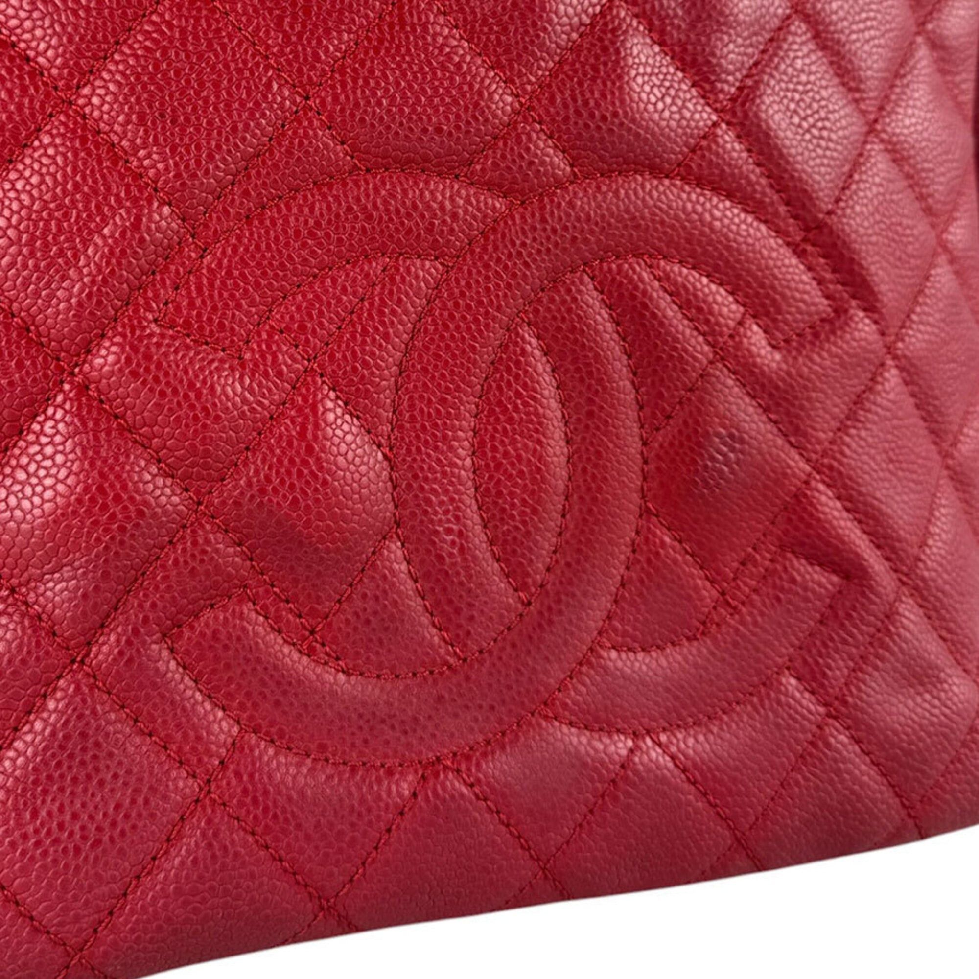 Chanel Chanel Handbag PST Caviar Leather Red Women's z9798 Size ONE SIZE - 11 Thumbnail