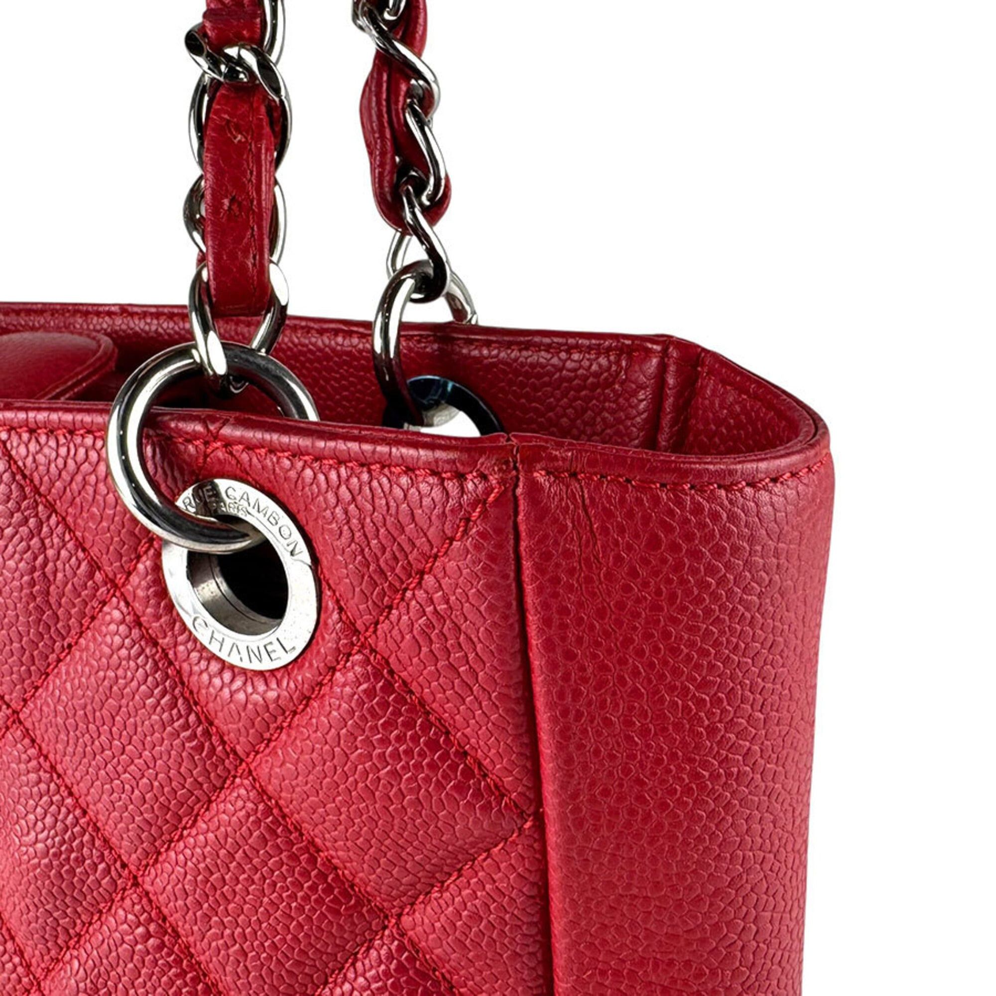 Chanel Chanel Handbag PST Caviar Leather Red Women's z9798 Size ONE SIZE - 7 Thumbnail