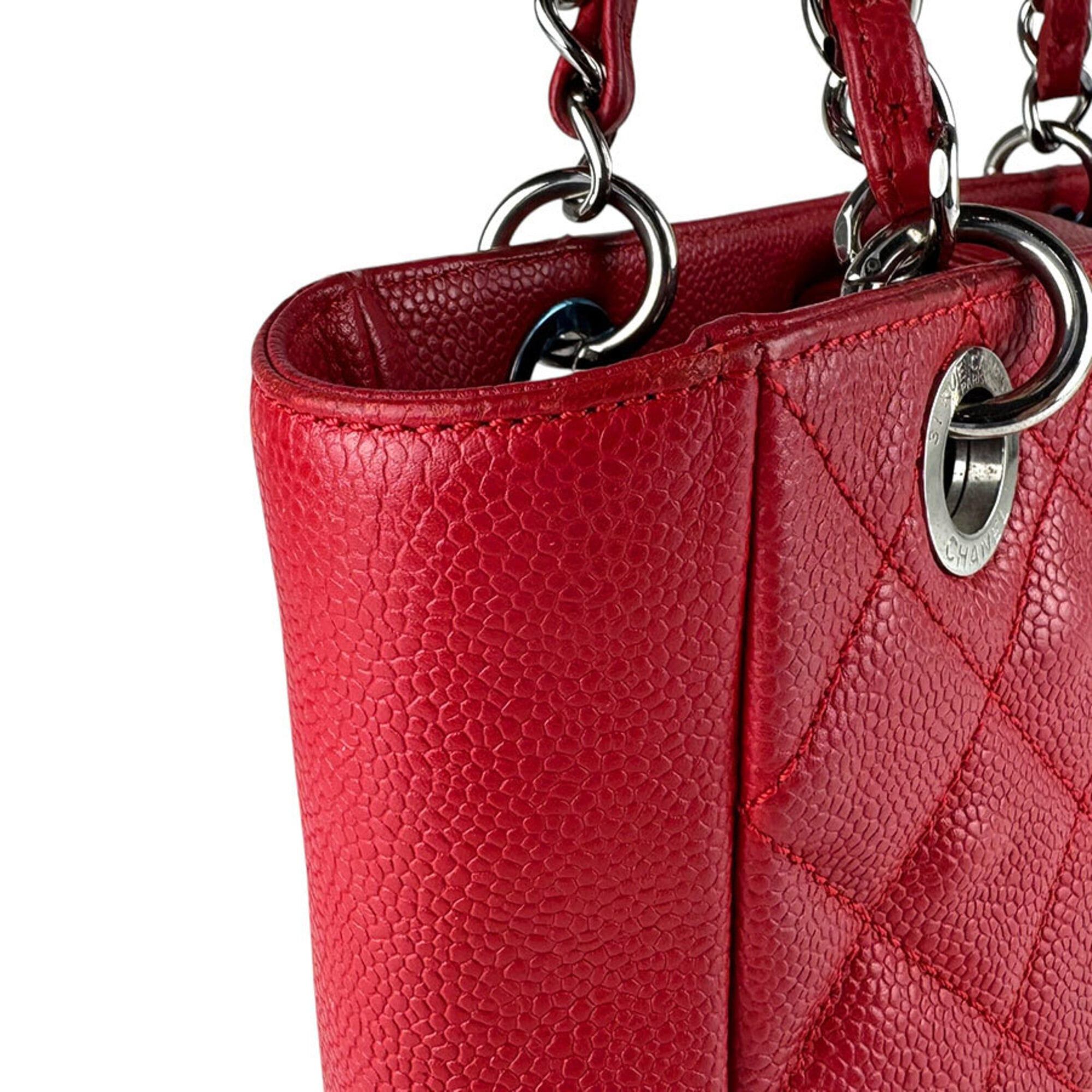 Chanel Chanel Handbag PST Caviar Leather Red Women's z9798 Size ONE SIZE - 6 Thumbnail