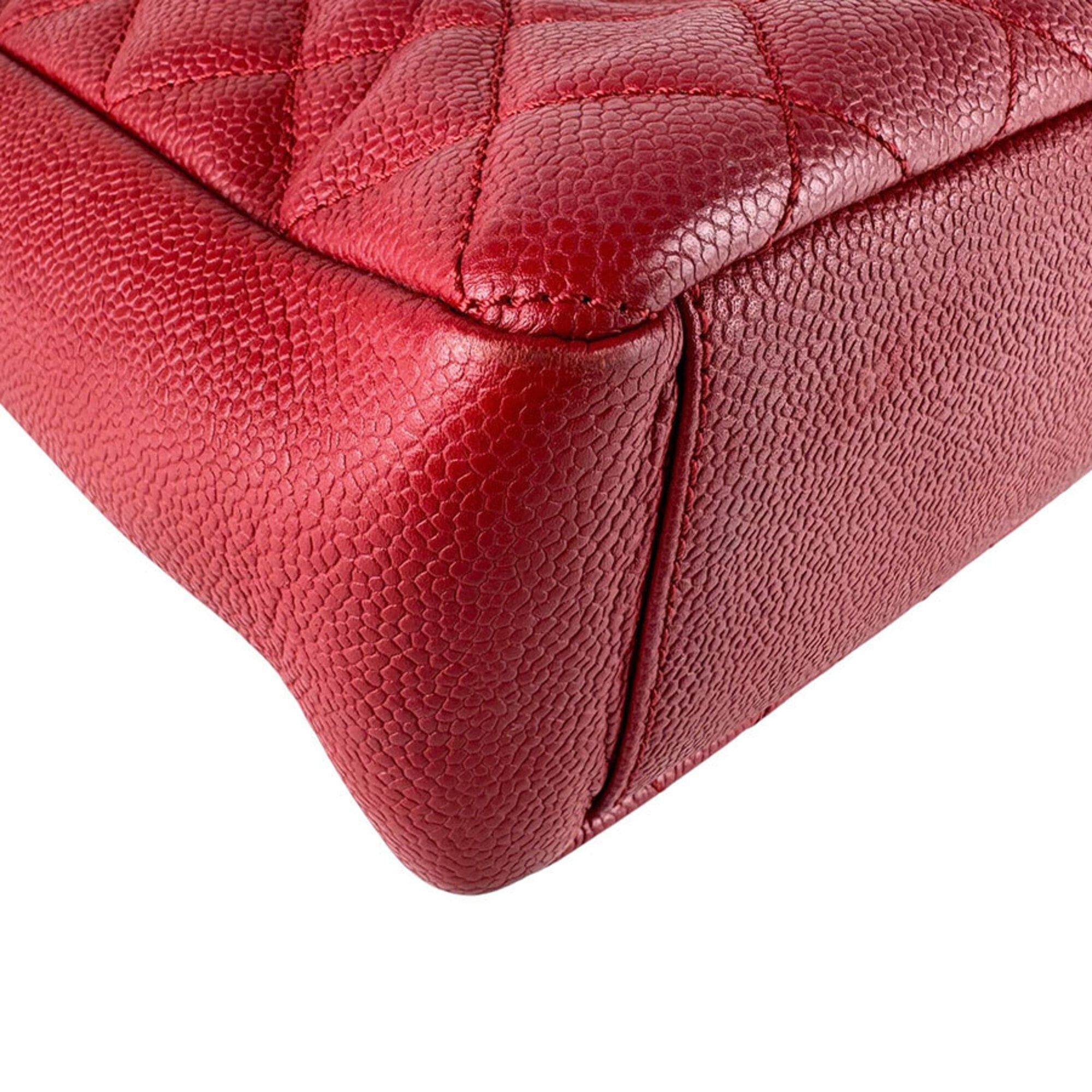 Chanel Chanel Handbag PST Caviar Leather Red Women's z9798 Size ONE SIZE - 8 Thumbnail