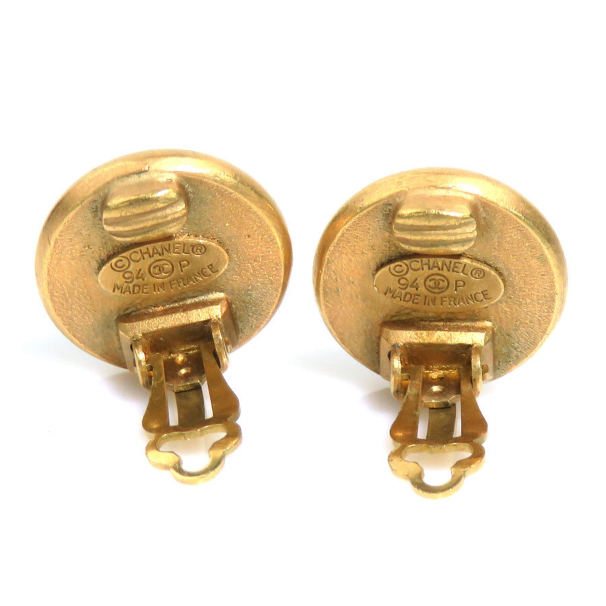 Chanel Chanel earrings, metal, rhinestone, gold, black, clear, women's, h32239a Size ONE SIZE - 4 Thumbnail