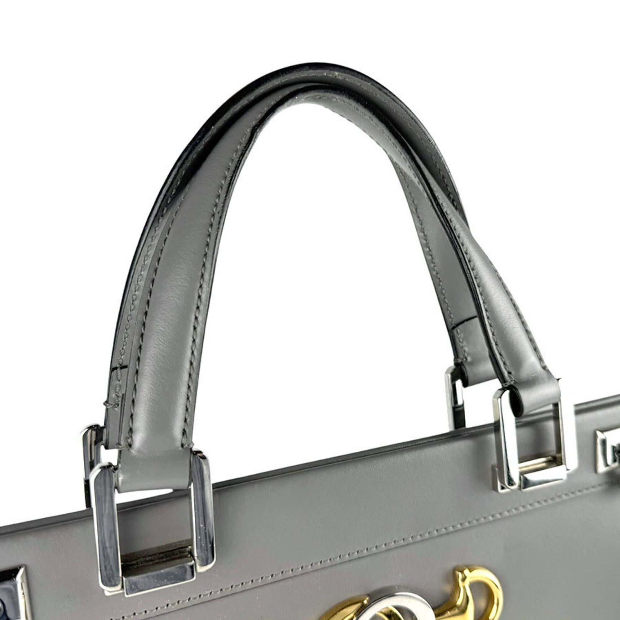 Gucci Gucci Zumi Leather Handbag/Shoulder Bag, Gray, Women's, 564714 z9799 Size ONE SIZE - 10 Thumbnail