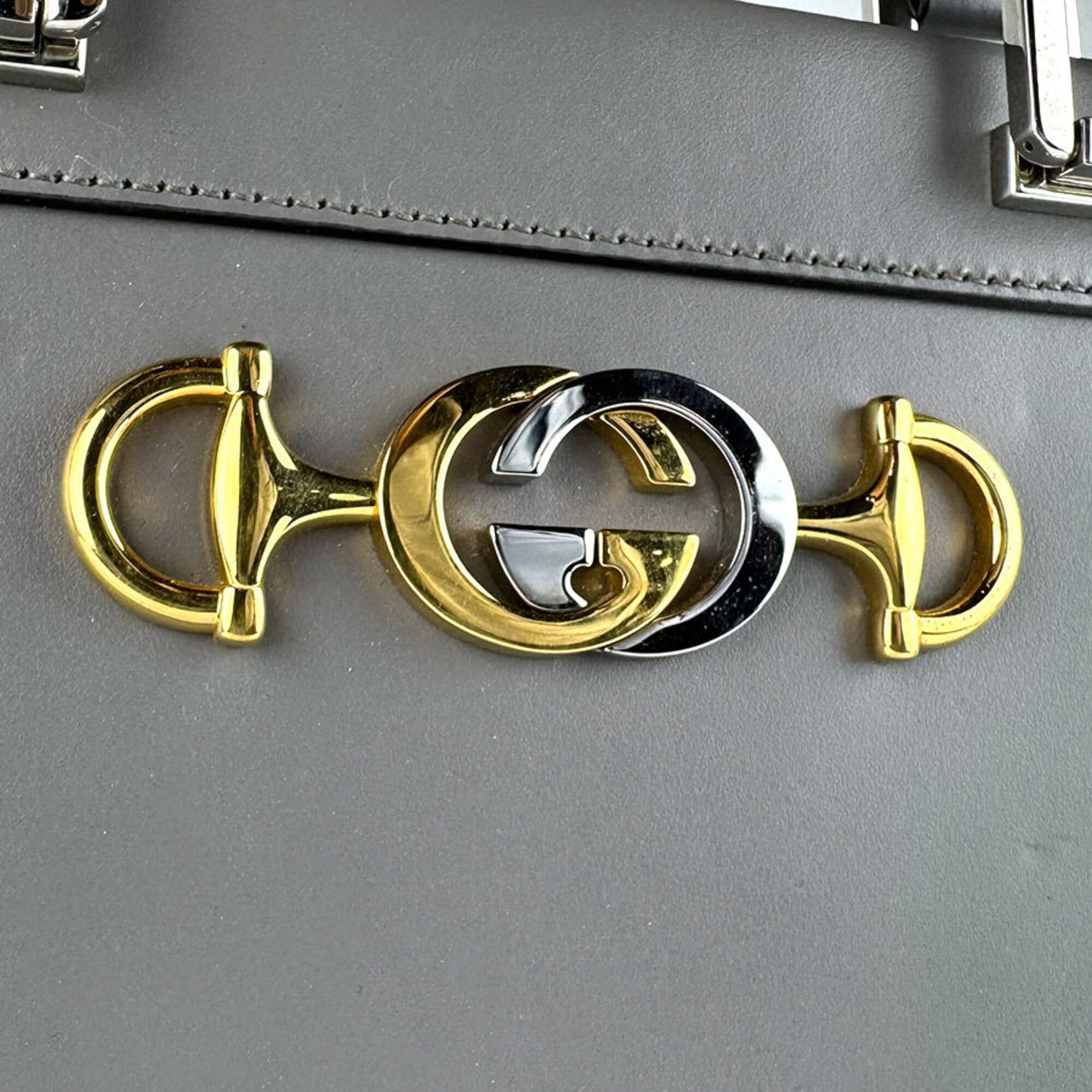 Gucci Gucci Zumi Leather Handbag/Shoulder Bag, Gray, Women's, 564714 z9799 Size ONE SIZE - 12 Thumbnail
