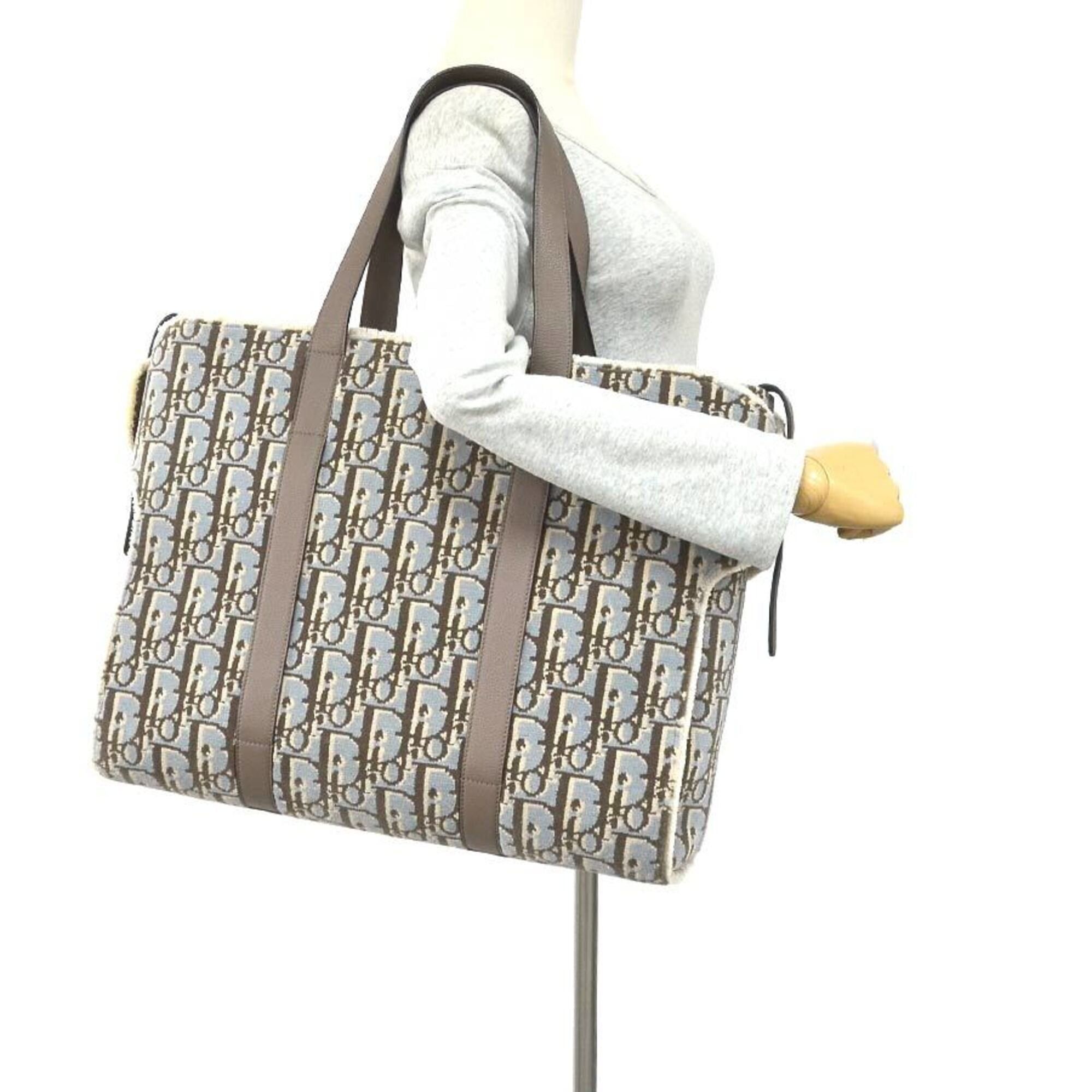 Dior Christian Dior House of Coroll Leather Rug Handbag, Light Blue/Gray, Men's/Women's, 90255k Size ONE SIZE - 12 Thumbnail