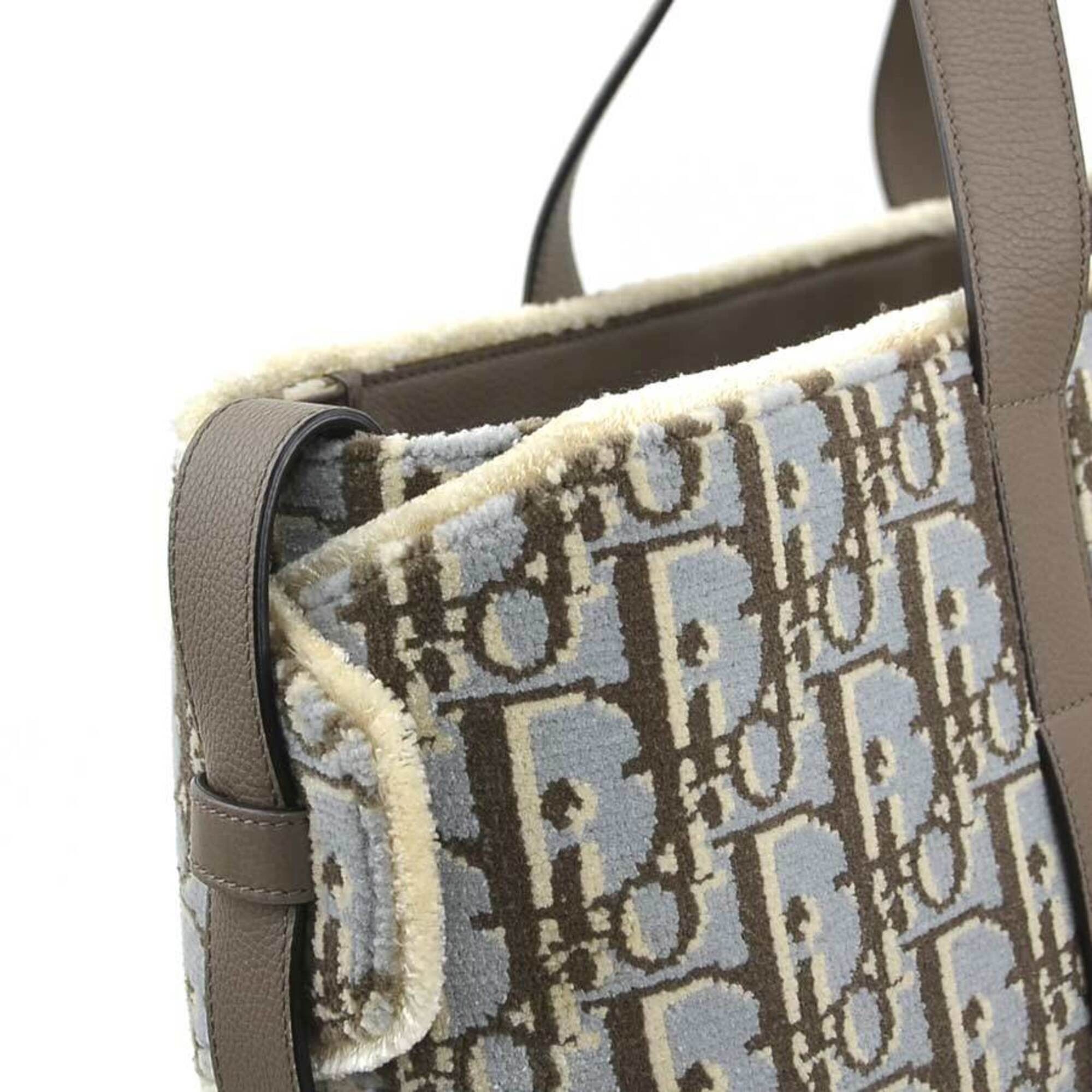 Dior Christian Dior House of Coroll Leather Rug Handbag, Light Blue/Gray, Men's/Women's, 90255k Size ONE SIZE - 6 Thumbnail
