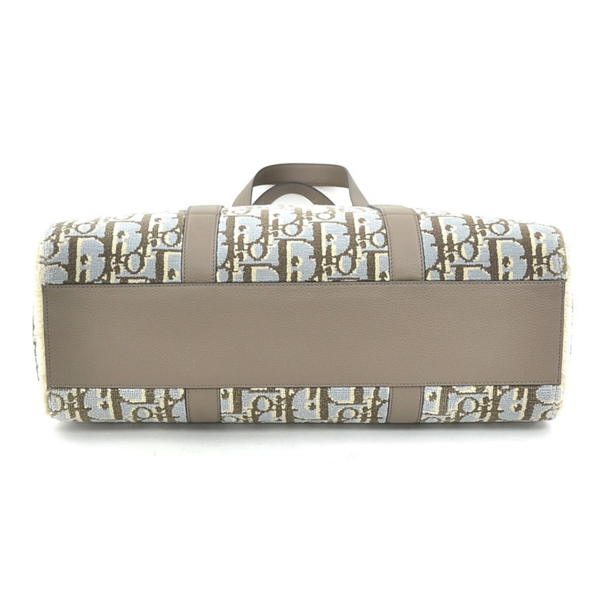 Dior Christian Dior House of Coroll Leather Rug Handbag, Light Blue/Gray, Men's/Women's, 90255k Size ONE SIZE - 4 Thumbnail