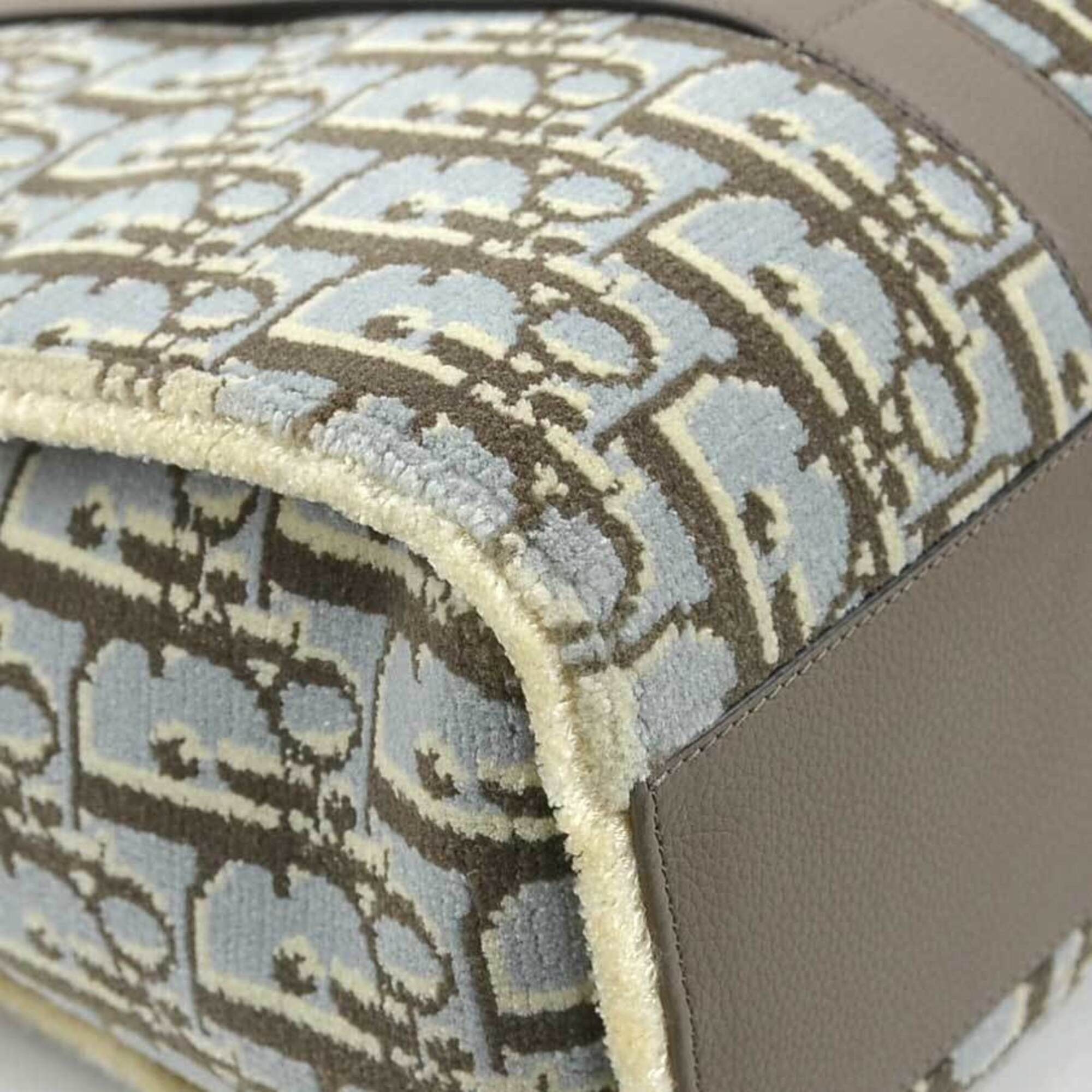 Dior Christian Dior House of Coroll Leather Rug Handbag, Light Blue/Gray, Men's/Women's, 90255k Size ONE SIZE - 7 Thumbnail