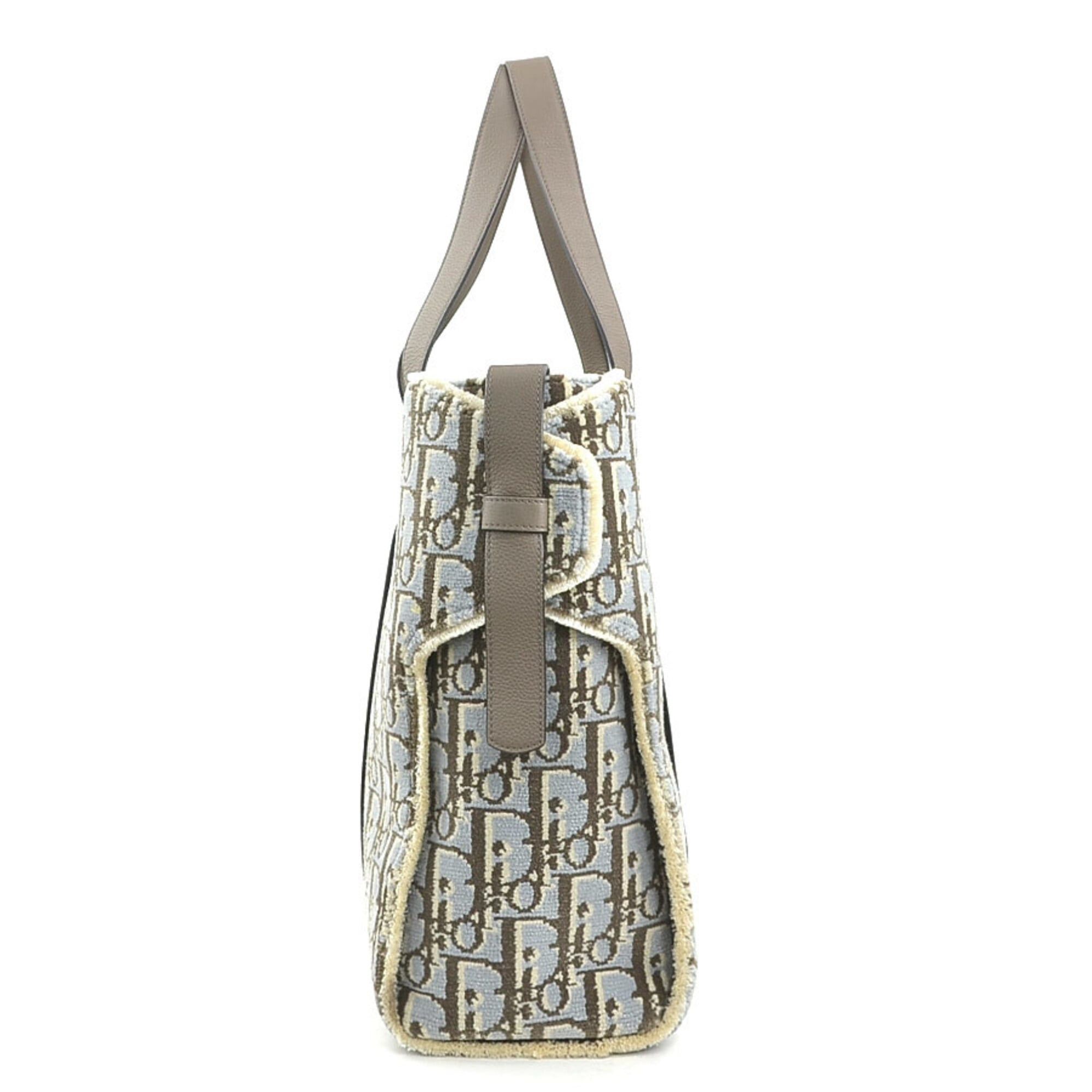 Dior Christian Dior House of Coroll Leather Rug Handbag, Light Blue/Gray, Men's/Women's, 90255k Size ONE SIZE - 2 Thumbnail