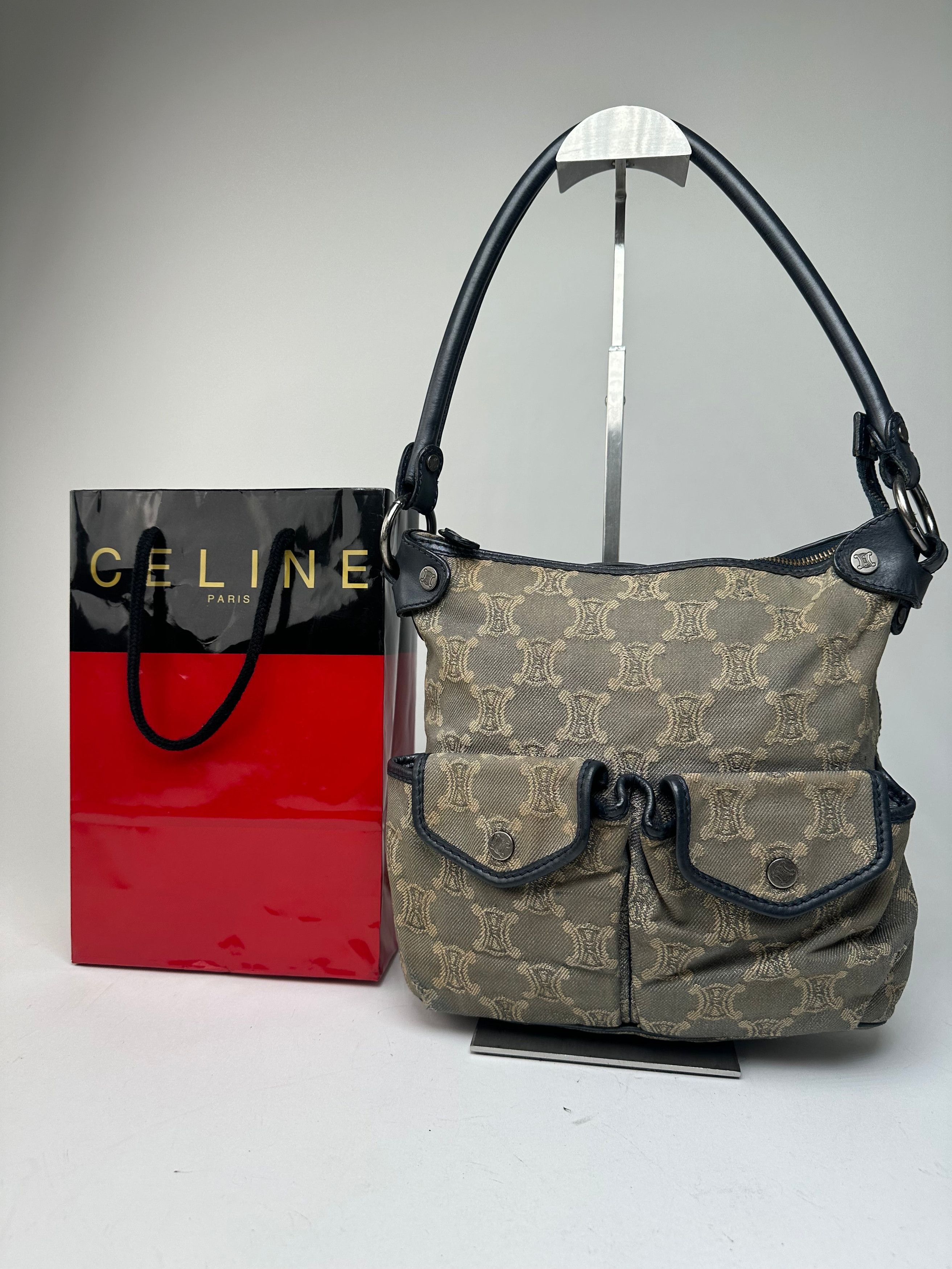 Celine Vintage Canvas Shoulder Bag Grey Size ONE SIZE - 12 Thumbnail