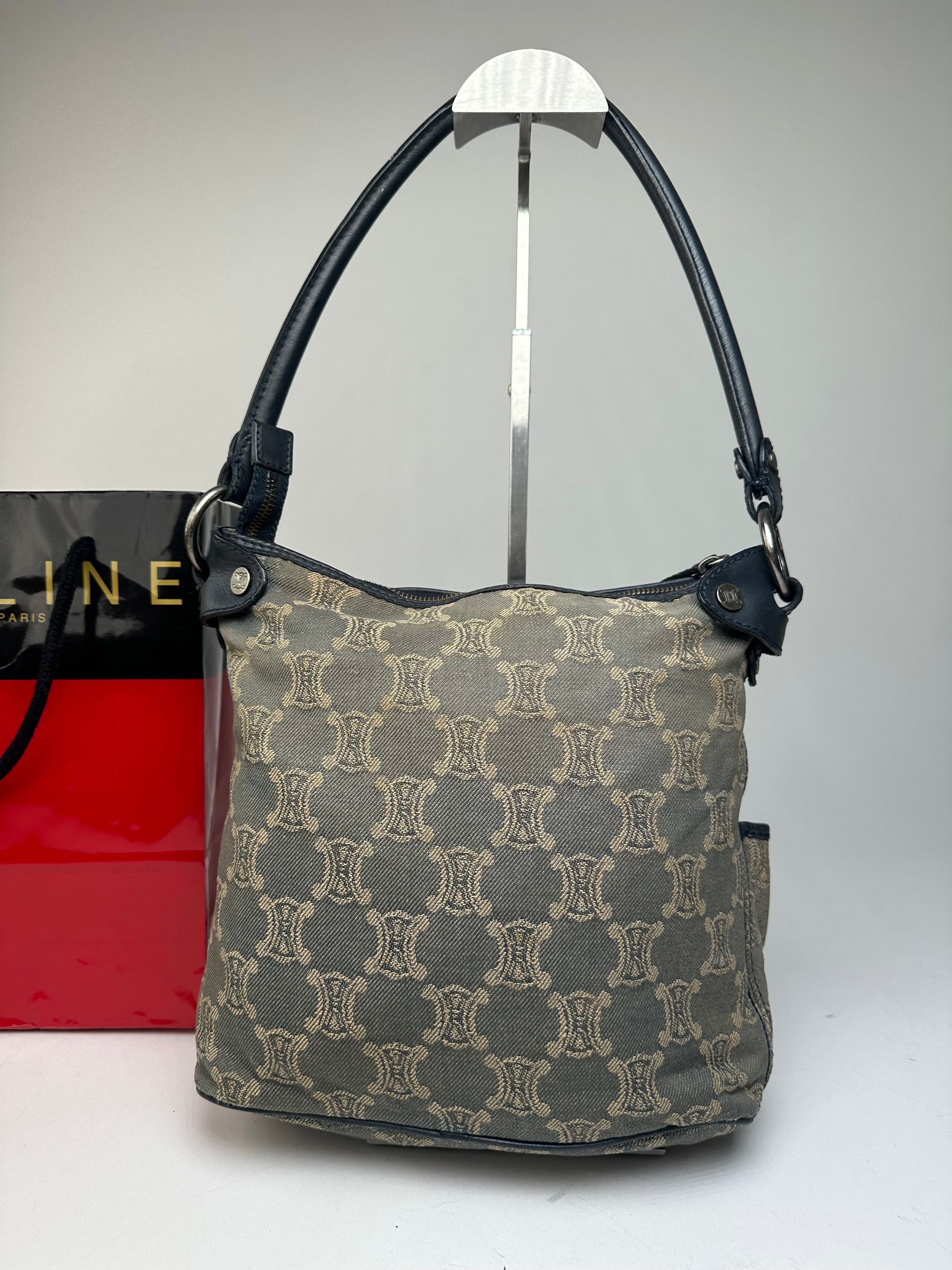 Celine Vintage Canvas Shoulder Bag Grey Size ONE SIZE - 13 Thumbnail
