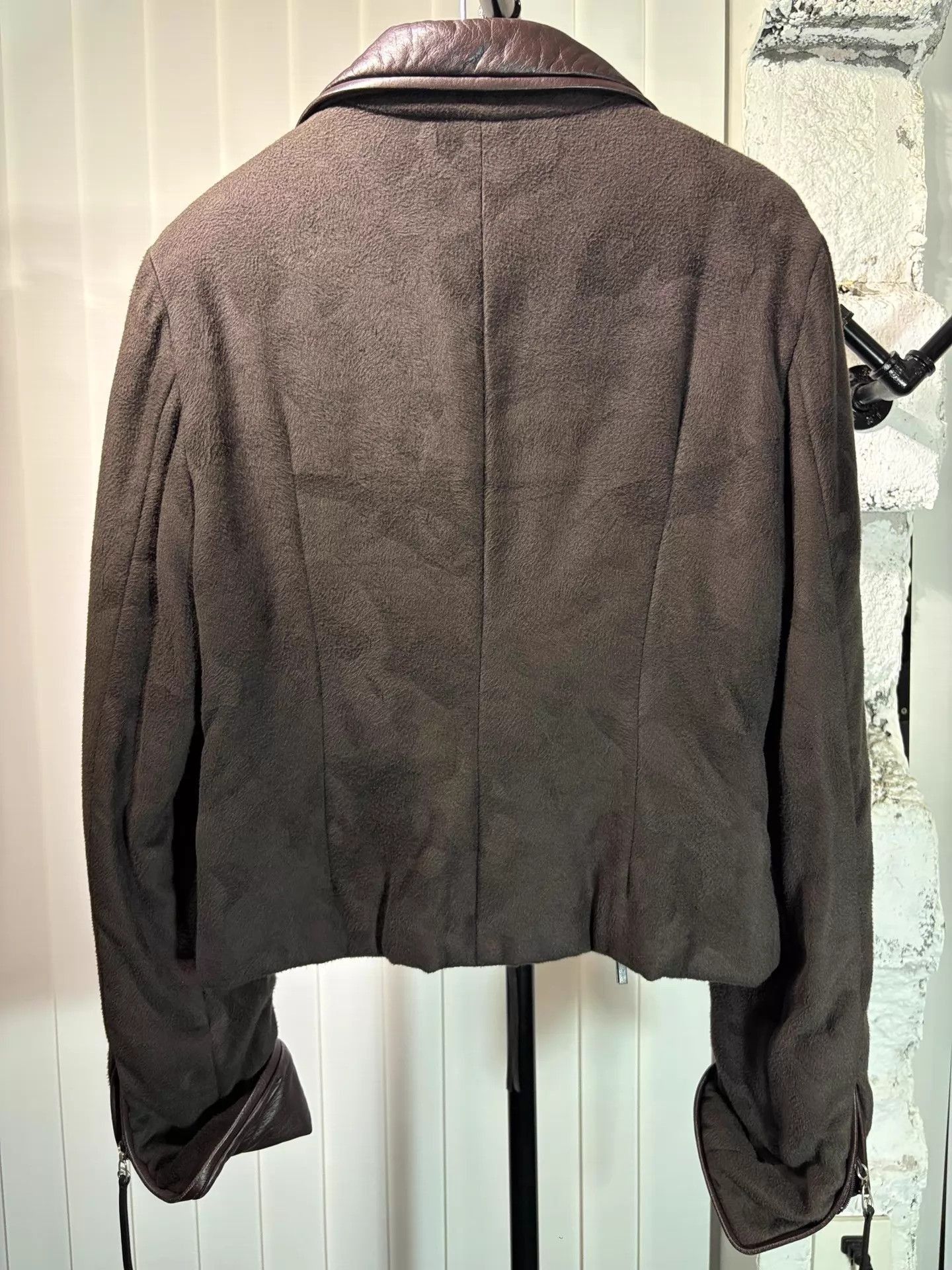 Gianfranco Ferre Vintage 90s Wool-Leather Notch Lapel Jacket Size US M / EU 48-50 / 2 - 2 Thumbnail