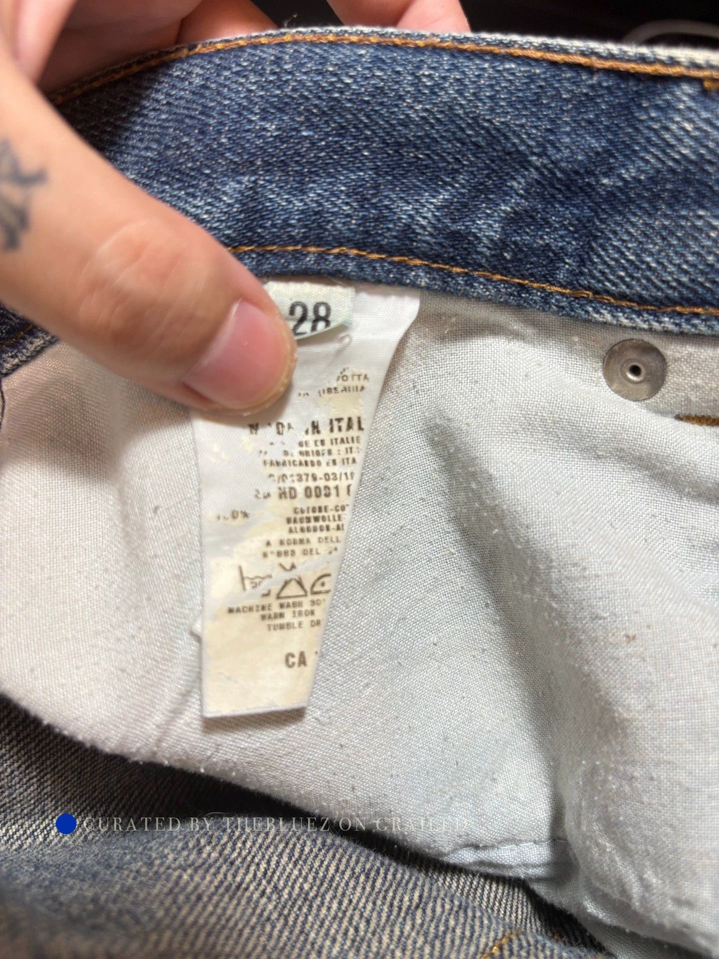 Helmut Lang Rust Burn Denim Jeans in Blue Size US 28 / EU 44 - 4 Thumbnail