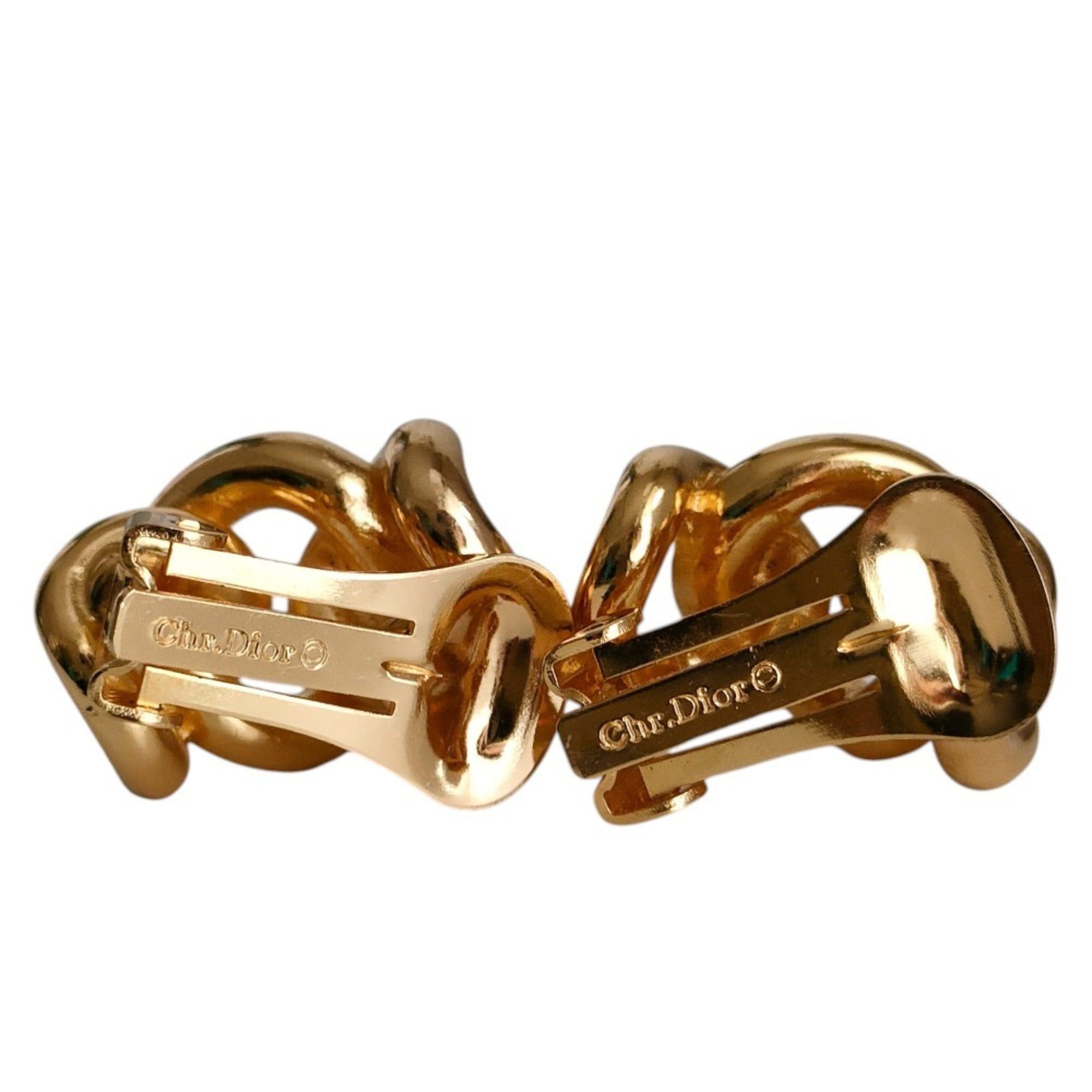 Dior Christian Dior chain motif clip earrings, gold color, women's accessory. Size ONE SIZE - 5 Thumbnail