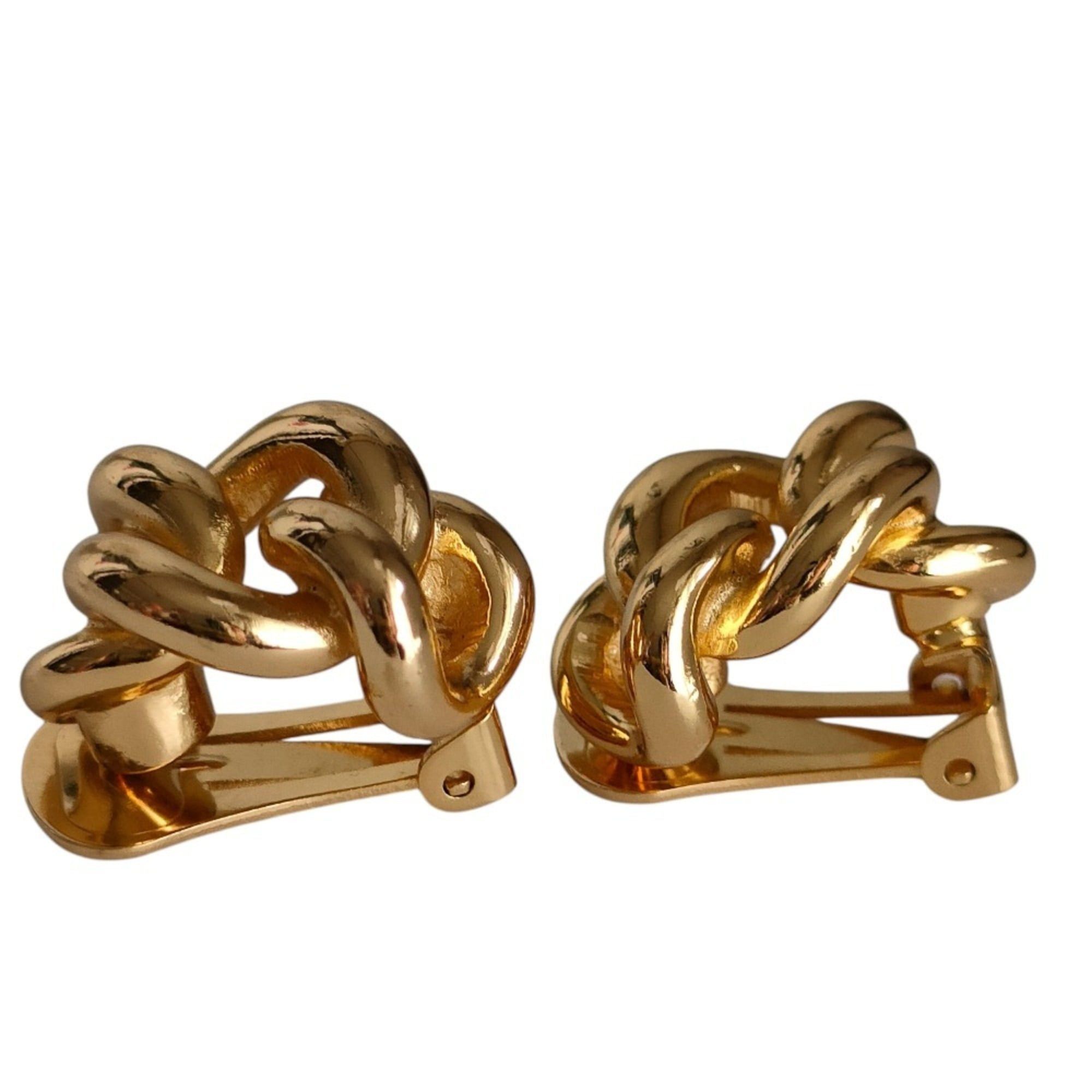 Dior Christian Dior chain motif clip earrings, gold color, women's accessory. Size ONE SIZE - 3 Thumbnail