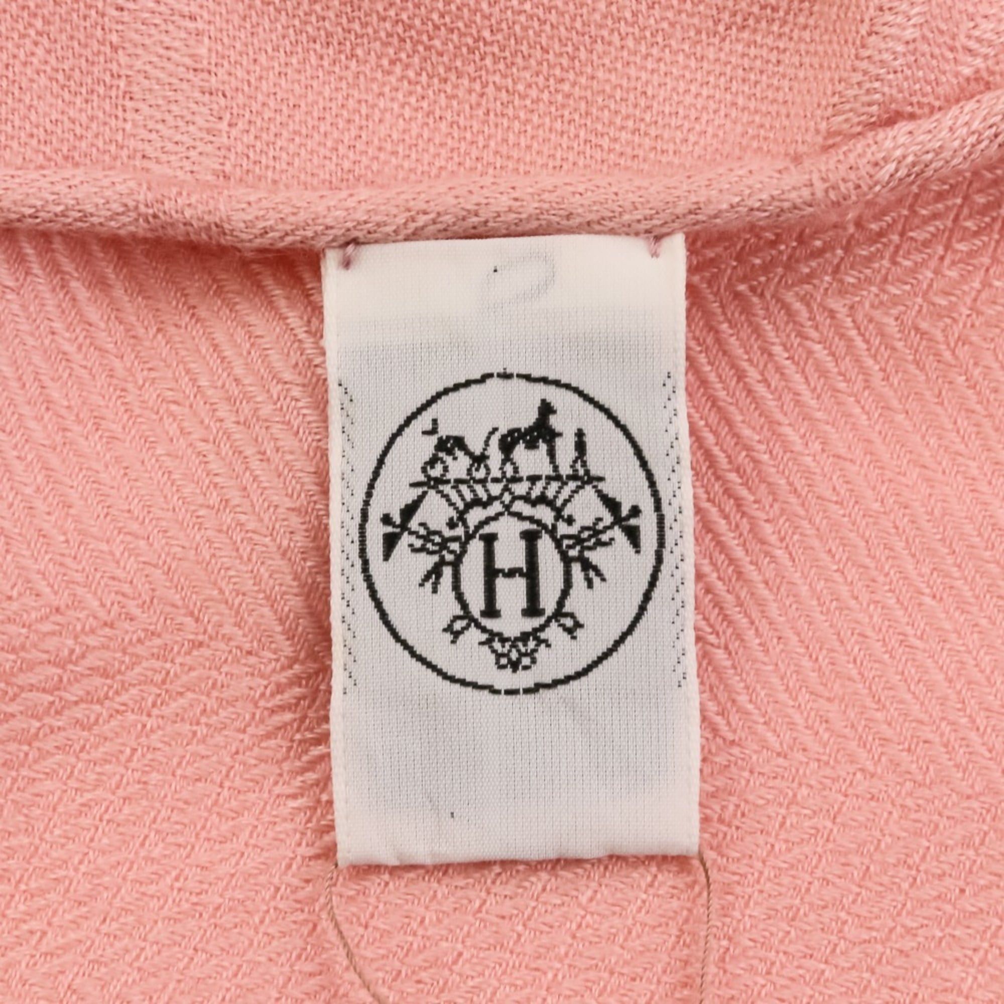 Hermes Hermes New Libris Rose Poudre Silk Blend Cashmere Large Stole Shawl 262494S Pink Women's Size ONE SIZE - 10 Thumbnail