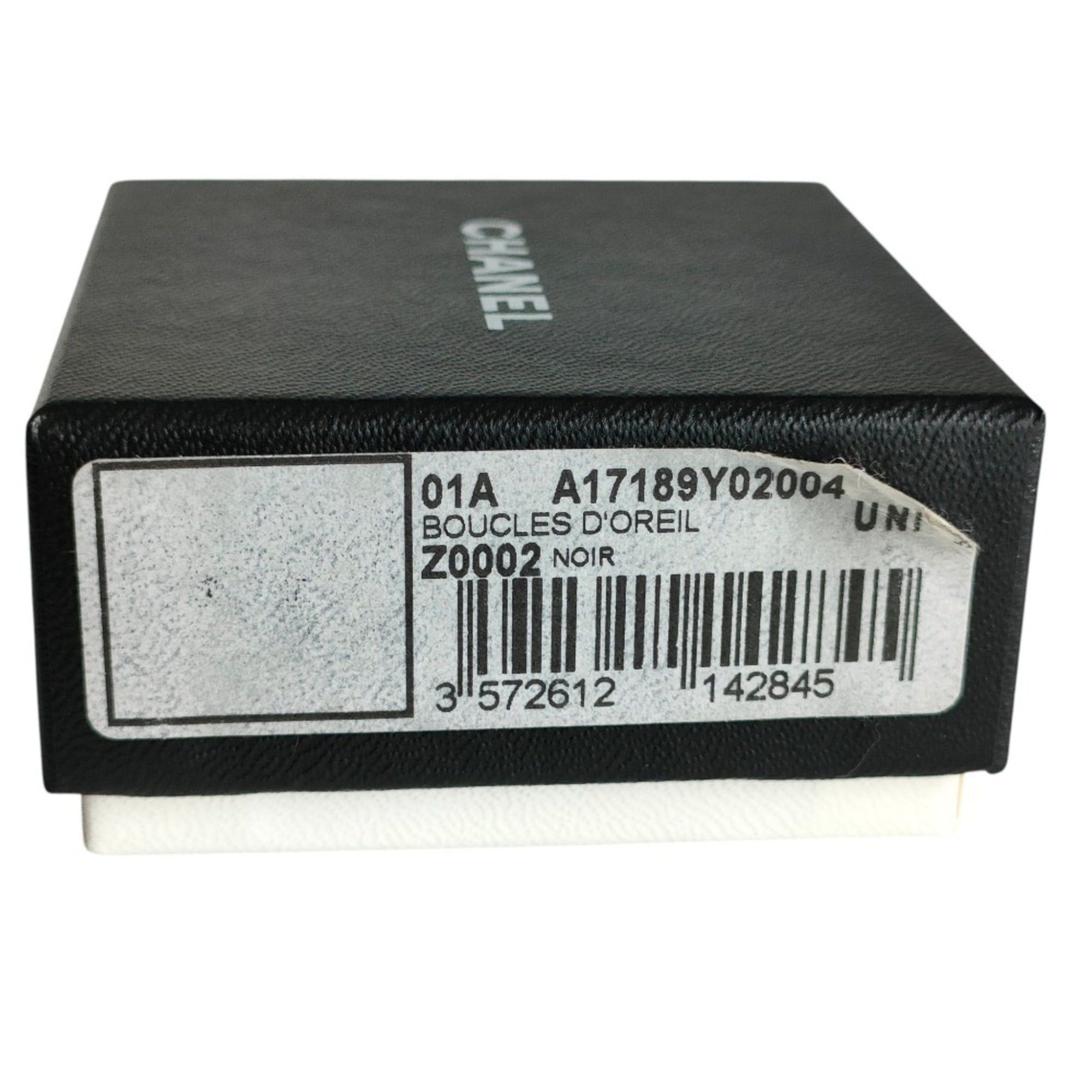 Chanel CHANEL 01A Coco Mark Black Rhinestone Clip Earrings with Box, Gold Color, Women's Size ONE SIZE - 7 Thumbnail