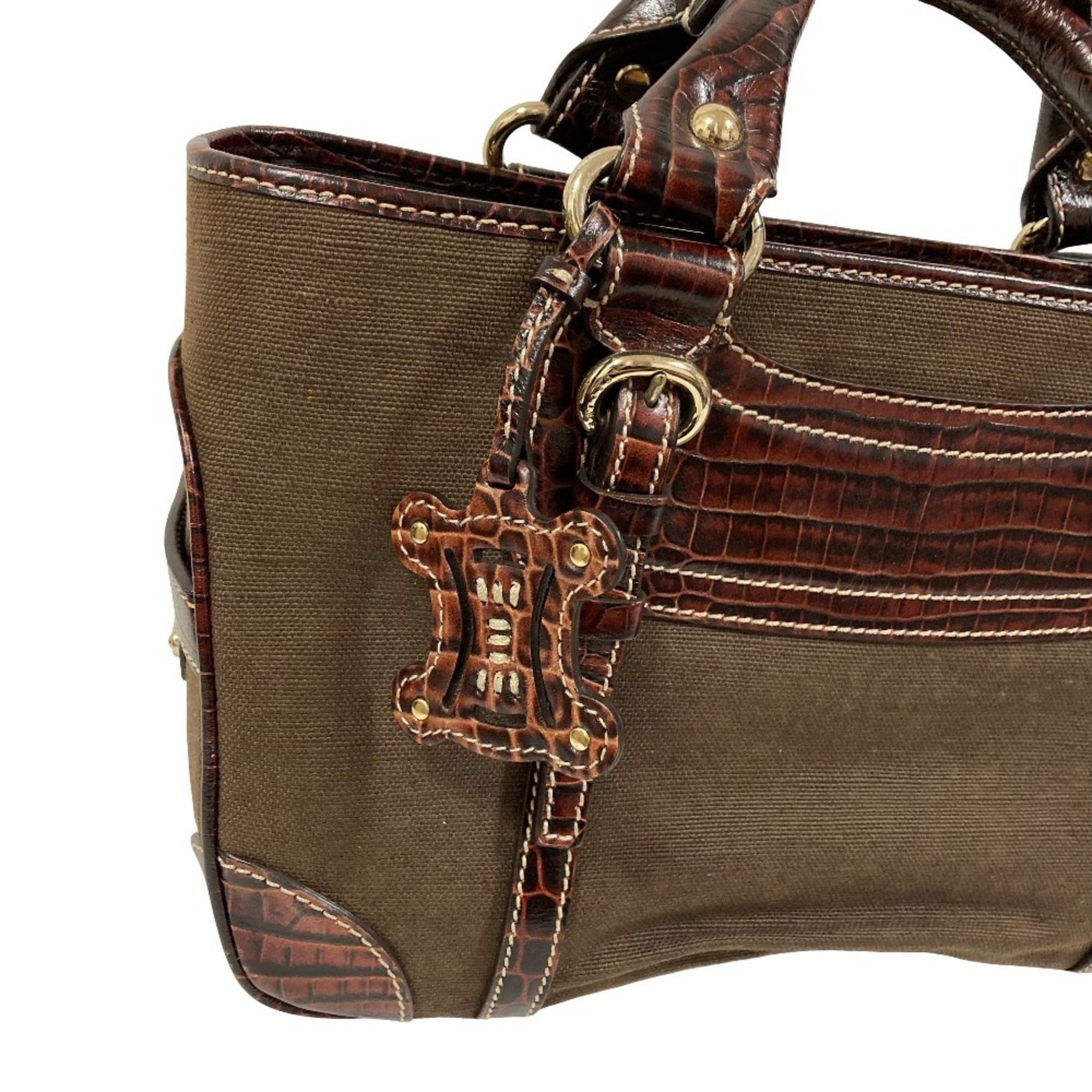 Celine Celine Canvas Leather Boogie Back Handbag Brown Women's Size ONE SIZE - 9 Thumbnail
