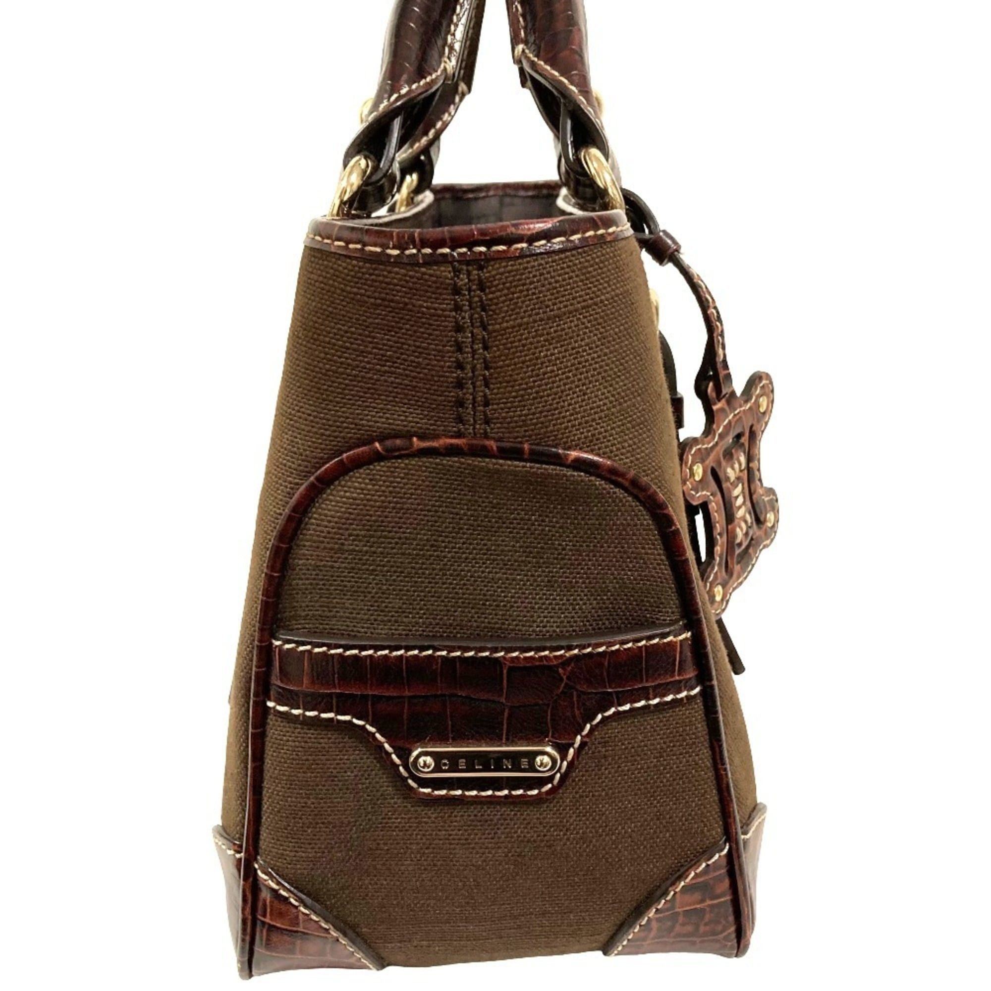 Celine Celine Canvas Leather Boogie Back Handbag Brown Women's Size ONE SIZE - 4 Thumbnail