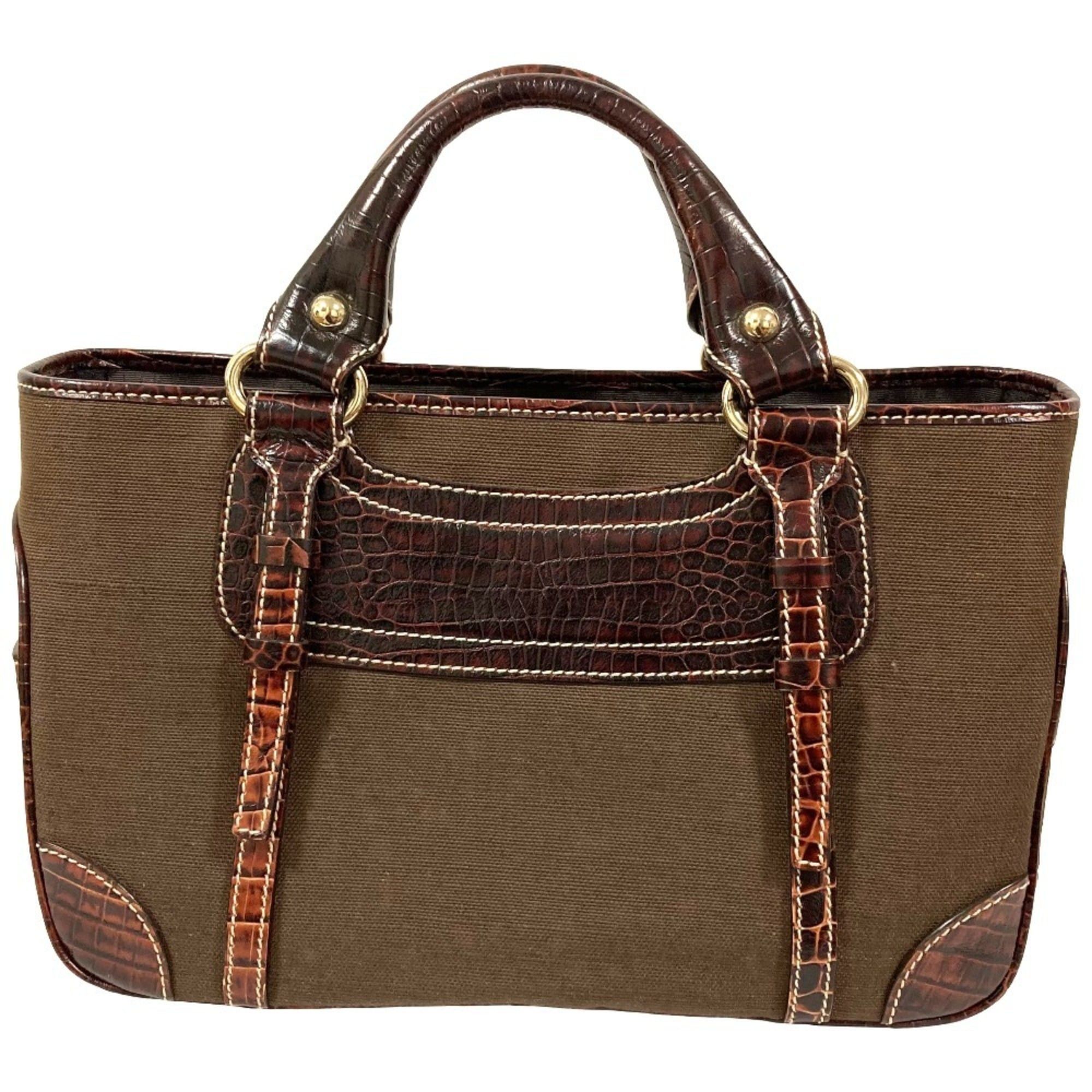 Celine Celine Canvas Leather Boogie Back Handbag Brown Women's Size ONE SIZE - 2 Thumbnail