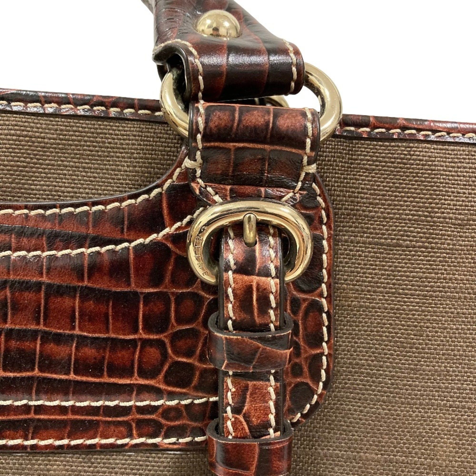 Celine Celine Canvas Leather Boogie Back Handbag Brown Women's Size ONE SIZE - 10 Thumbnail