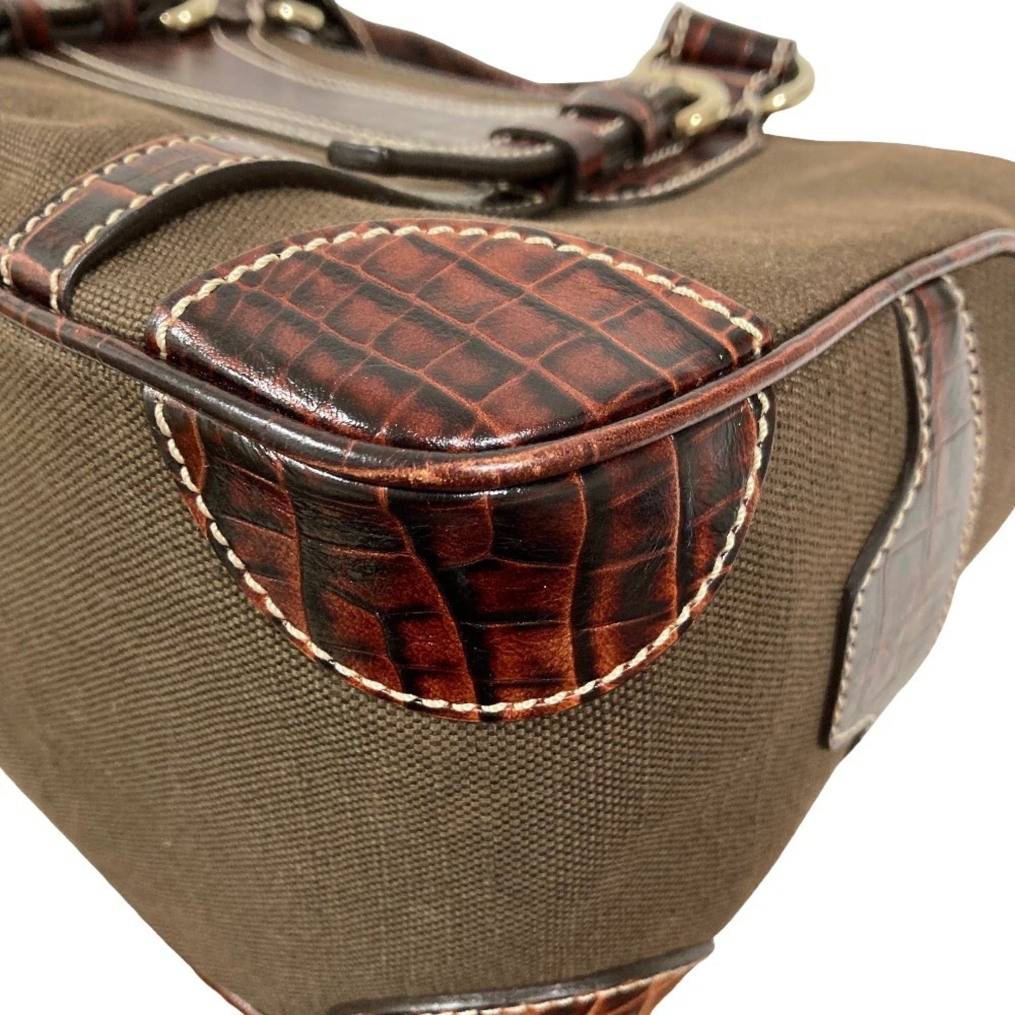 Celine Celine Canvas Leather Boogie Back Handbag Brown Women's Size ONE SIZE - 13 Thumbnail