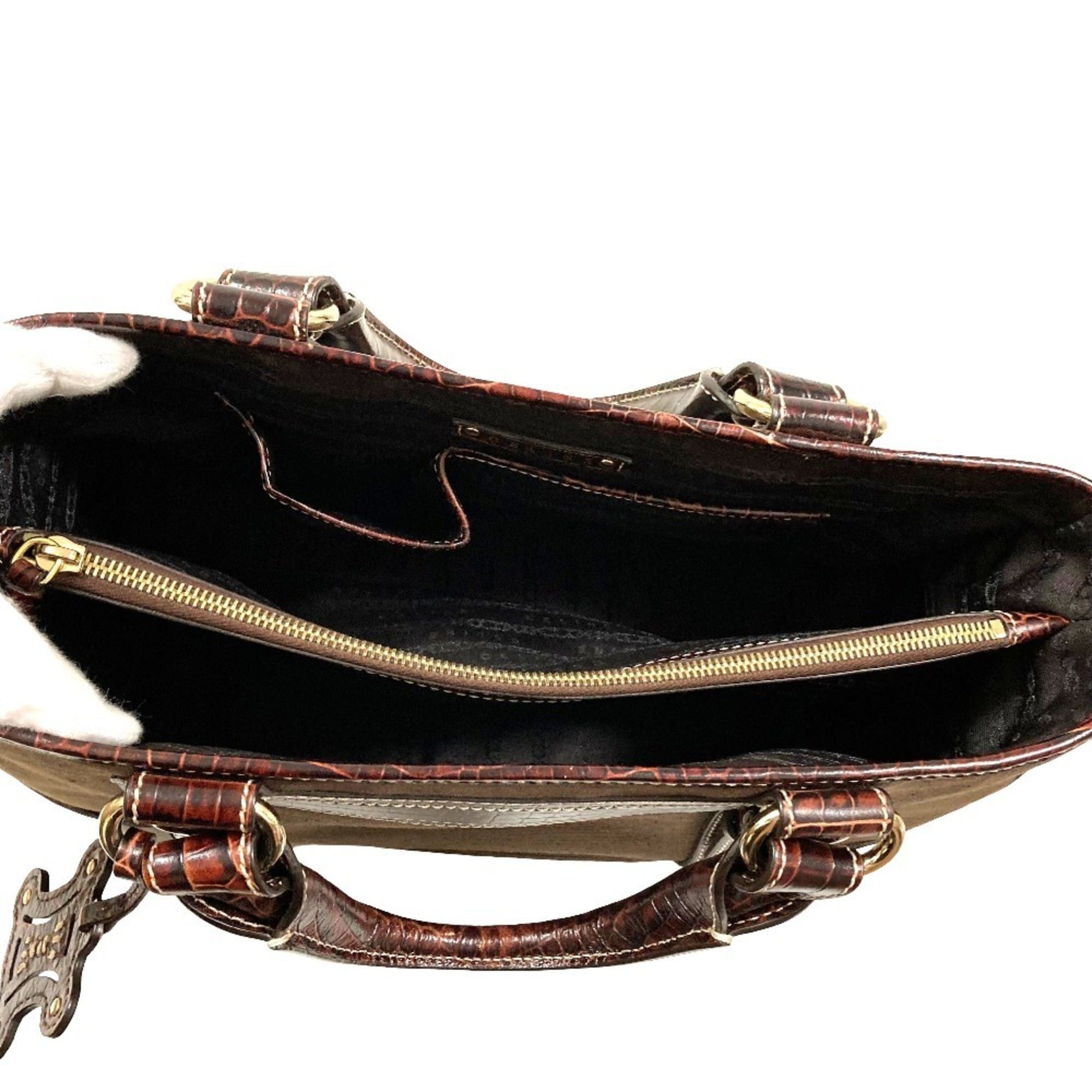 Celine Celine Canvas Leather Boogie Back Handbag Brown Women's Size ONE SIZE - 6 Thumbnail