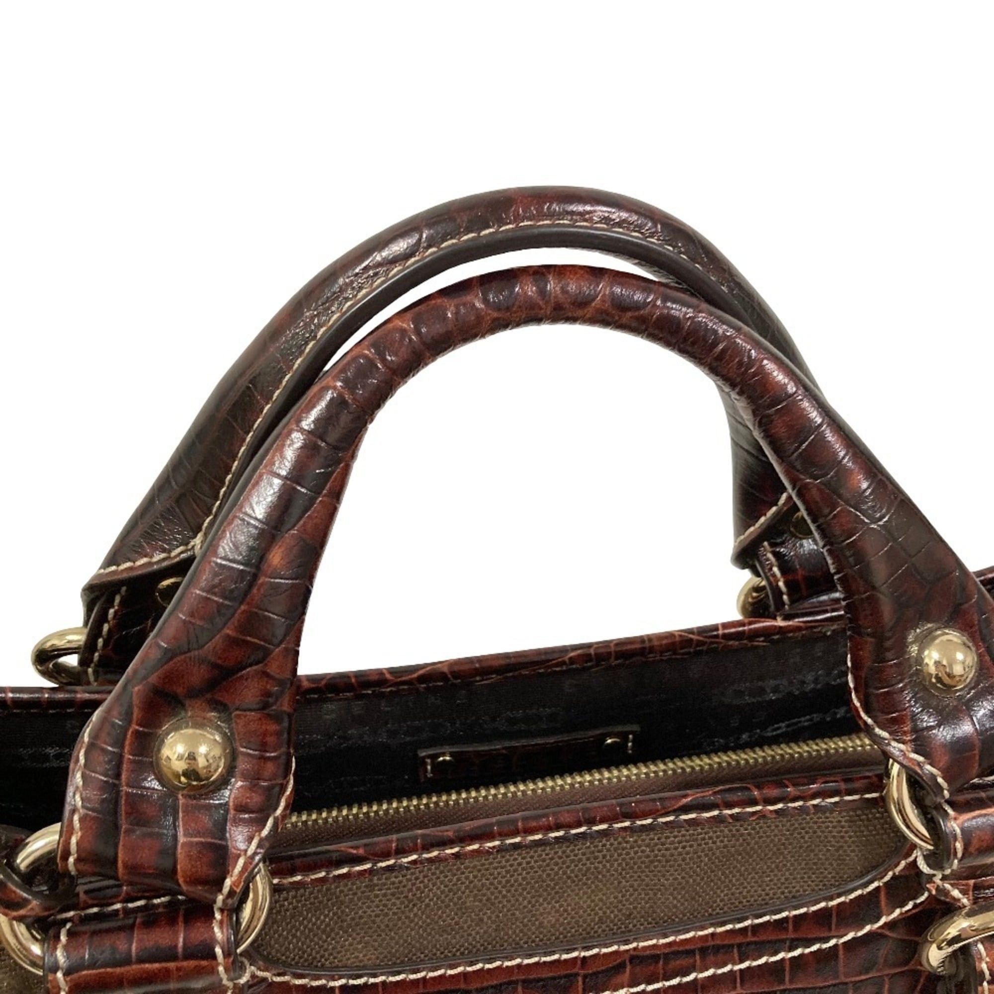 Celine Celine Canvas Leather Boogie Back Handbag Brown Women's Size ONE SIZE - 14 Thumbnail