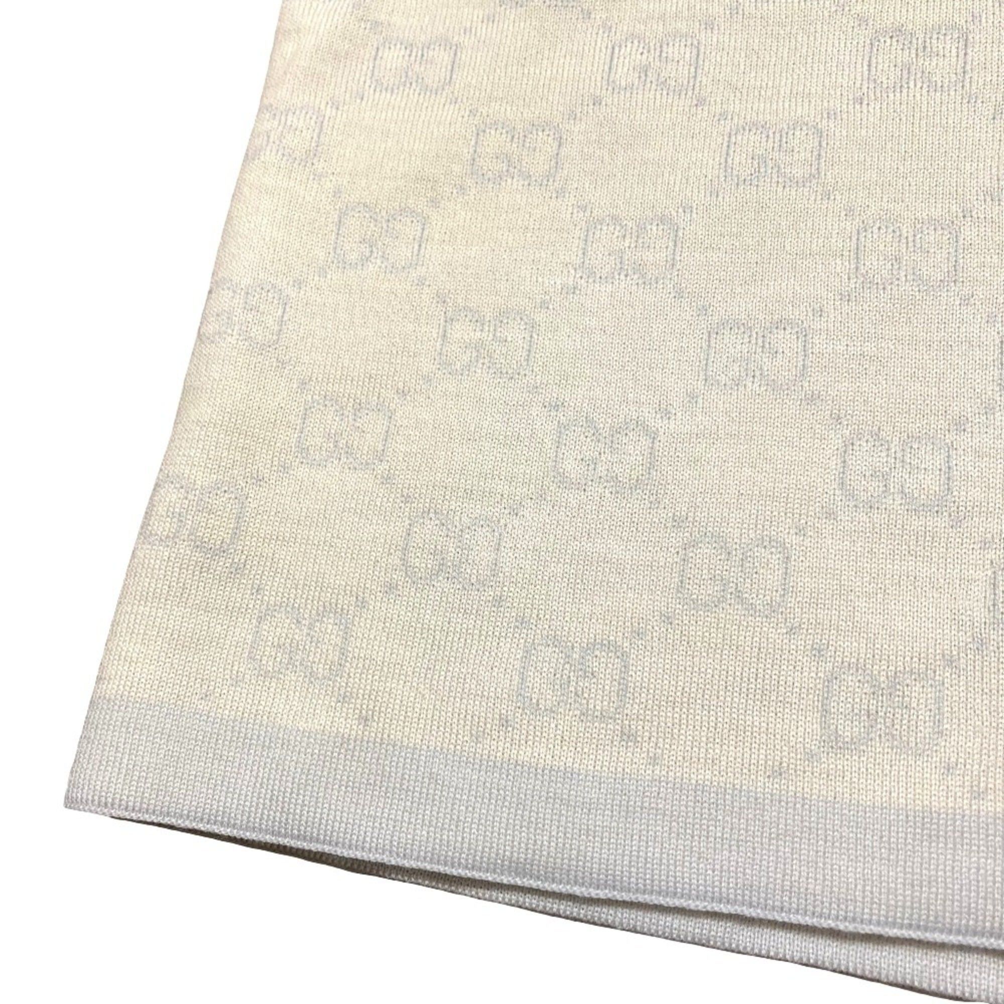 Gucci GUCCI GG pattern wool knit scarf 256310 Light blue beige Women's Size ONE SIZE - 4 Thumbnail
