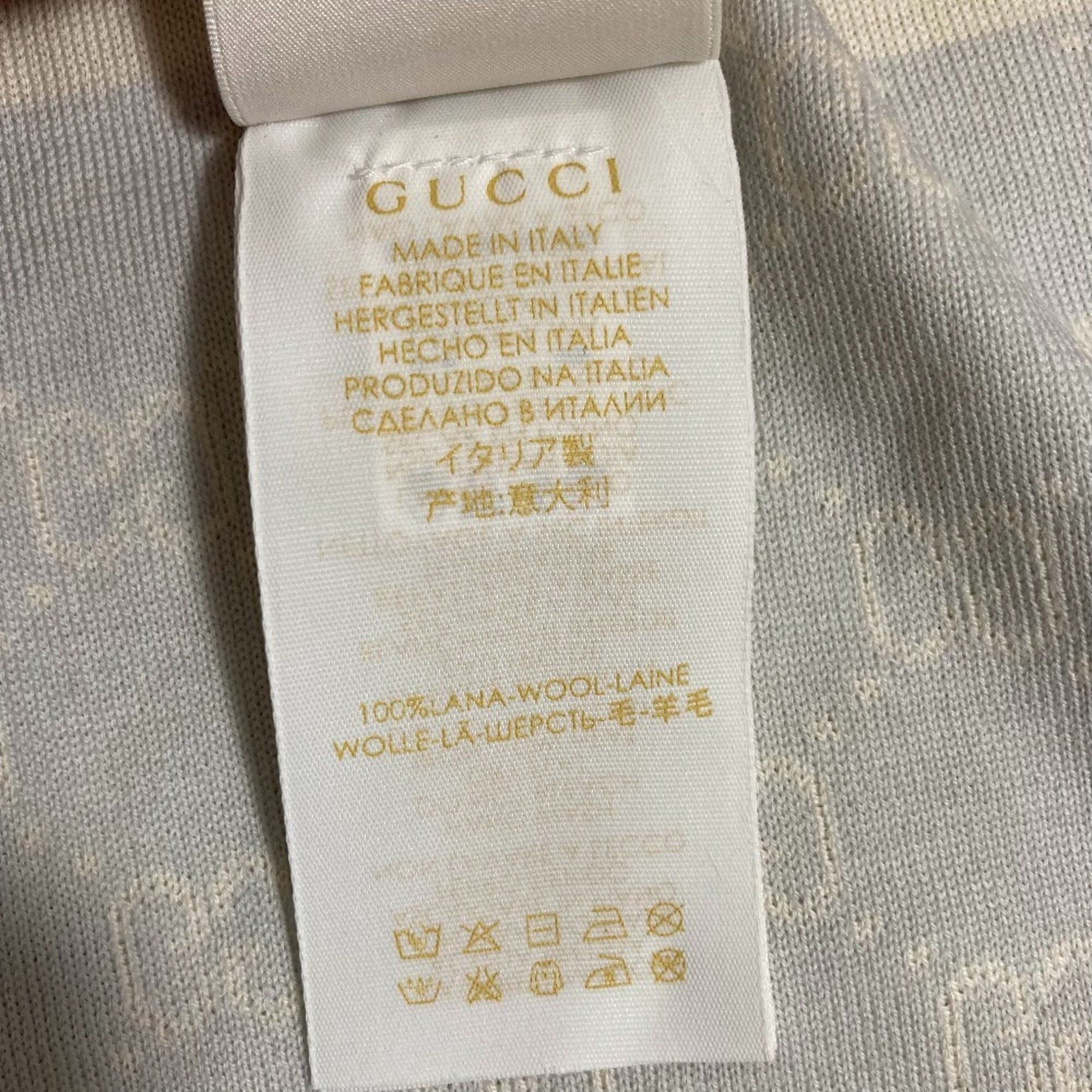 Gucci GUCCI GG pattern wool knit scarf 256310 Light blue beige Women's Size ONE SIZE - 6 Thumbnail