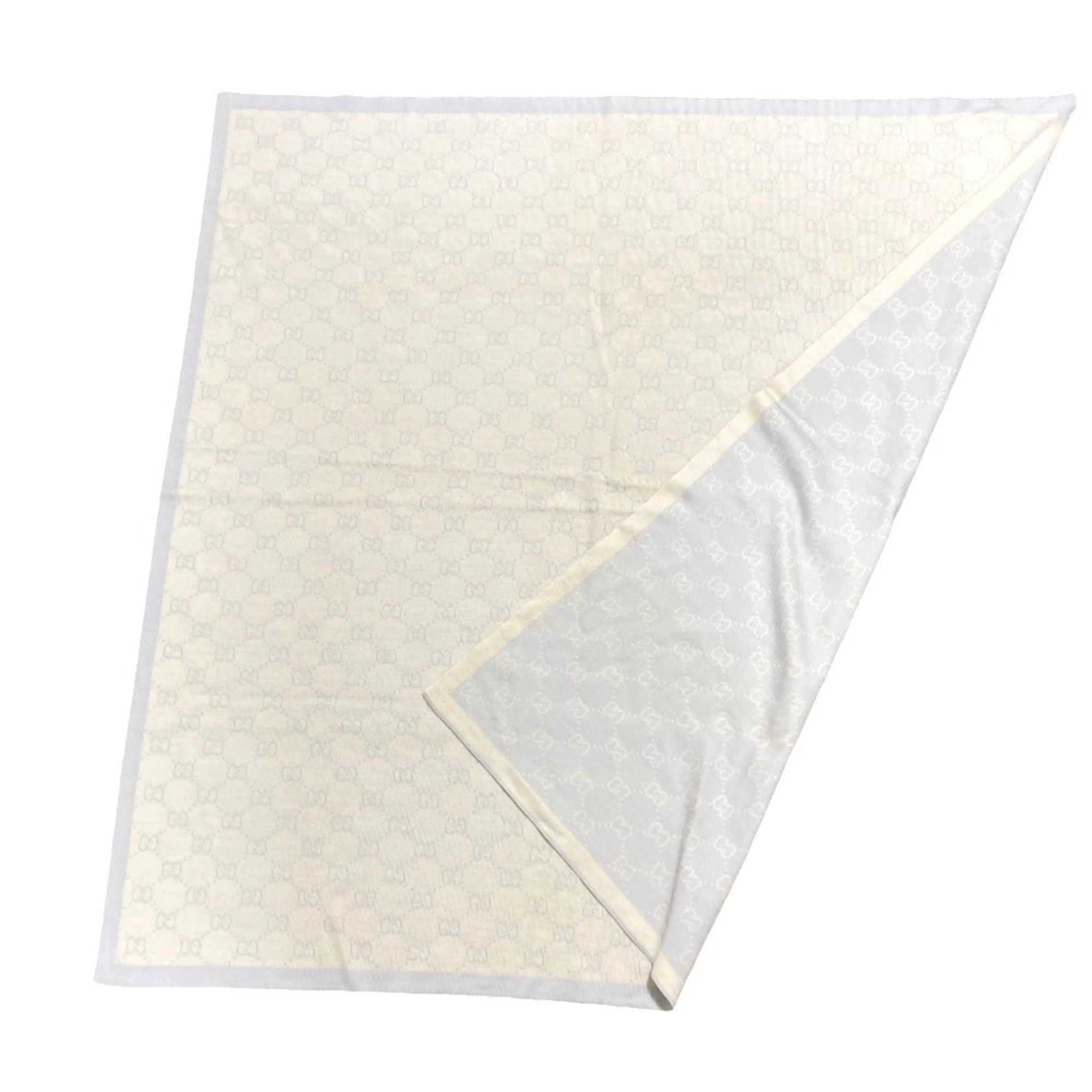 Gucci GUCCI GG pattern wool knit scarf 256310 Light blue beige Women's Size ONE SIZE - 3 Thumbnail