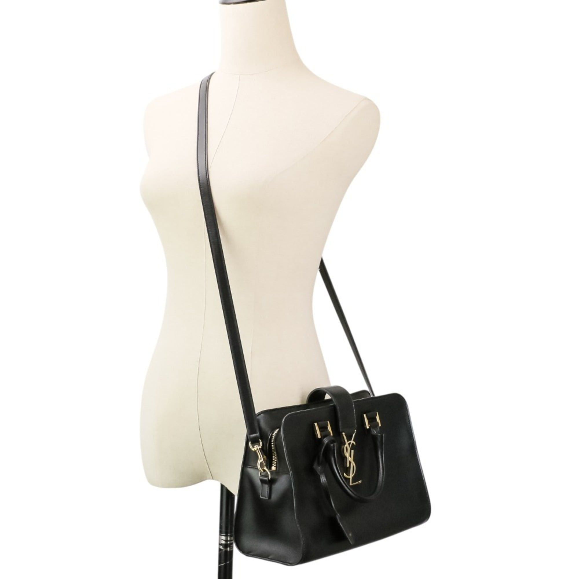Yves Saint Laurent Yves Saint Laurent SAINT LAURENT PARIS Saint Laurent Paris Leather Baby Cabas 2-Way Shoulder Bag Handbag Black Women's Size ONE SIZE - 3 Thumbnail