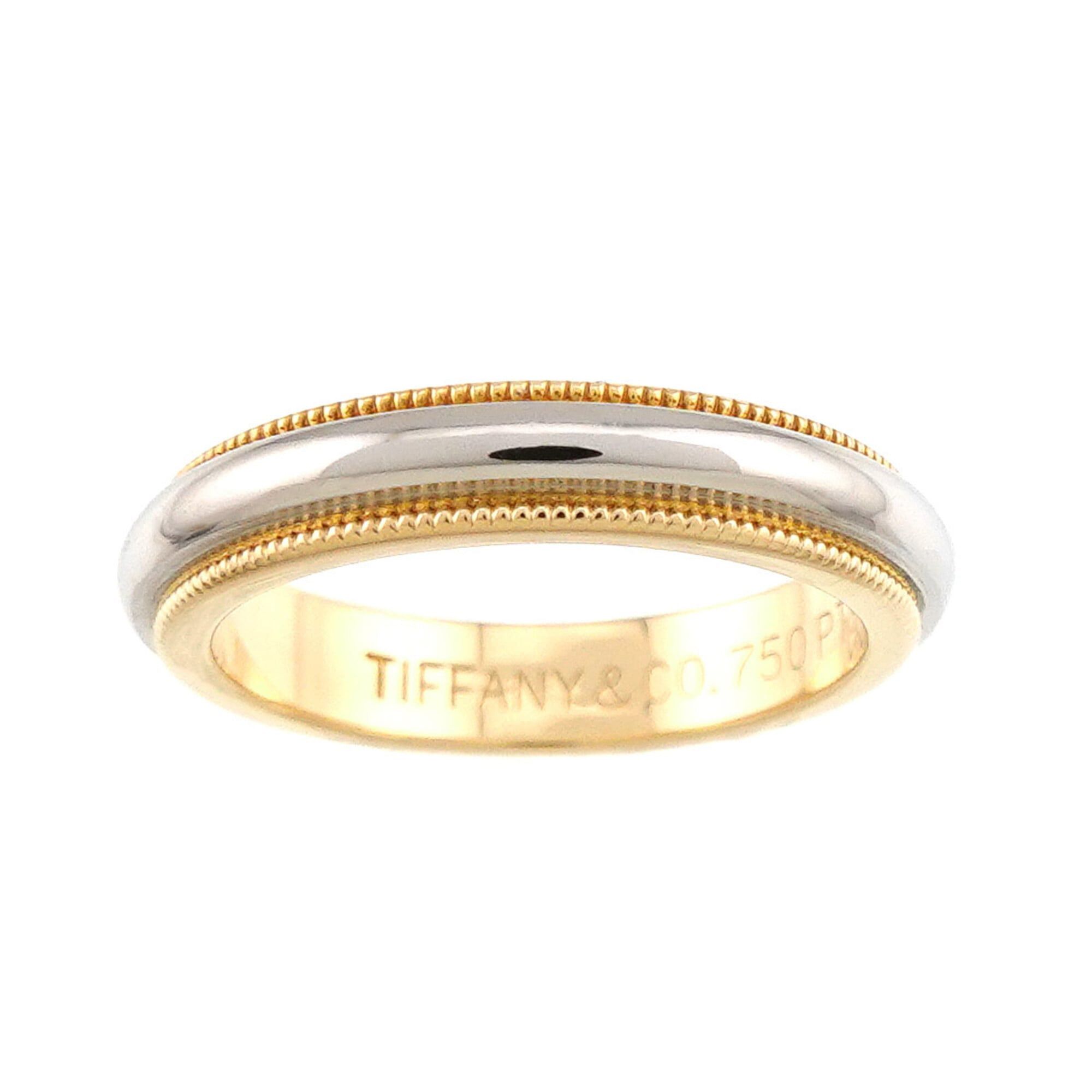 Tiffany & Co. Tiffany & Co. Milgrain Band Ring, 3.4mm wide, Platinum (Pt) and 18K Yellow Gold (750), Together. Size ONE SIZE - 2 Thumbnail