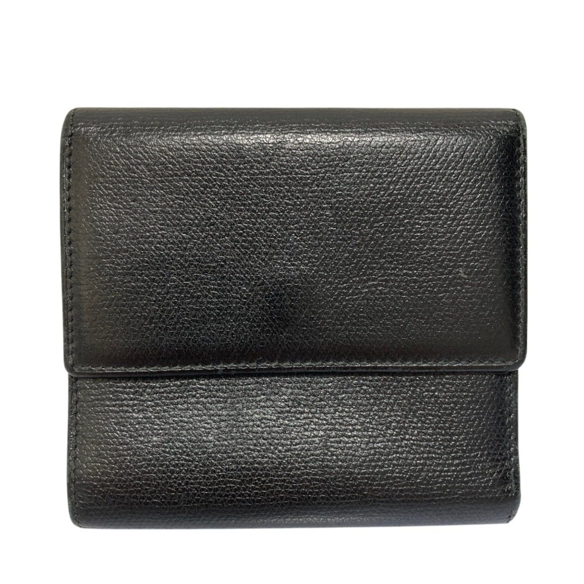 Chanel CHANEL Coco Mark Button Leather Compact Tri-fold Wallet, Black, Women's Size ONE SIZE - 2 Thumbnail