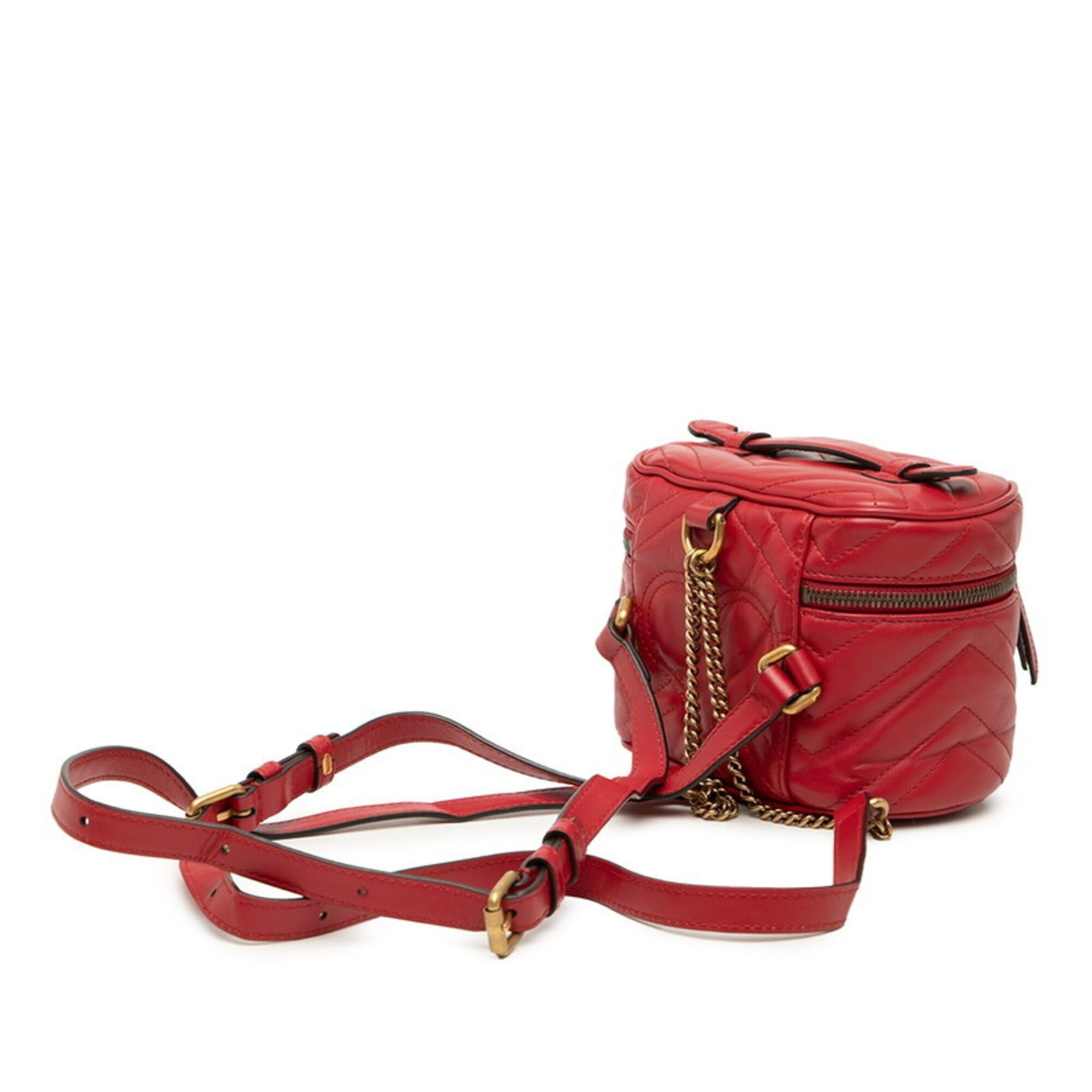 Gucci Gucci GG Marmont Quilted Backpack Vanity 2-Way 598594 Red Leather Women's GUCCI Size ONE SIZE - 2 Thumbnail