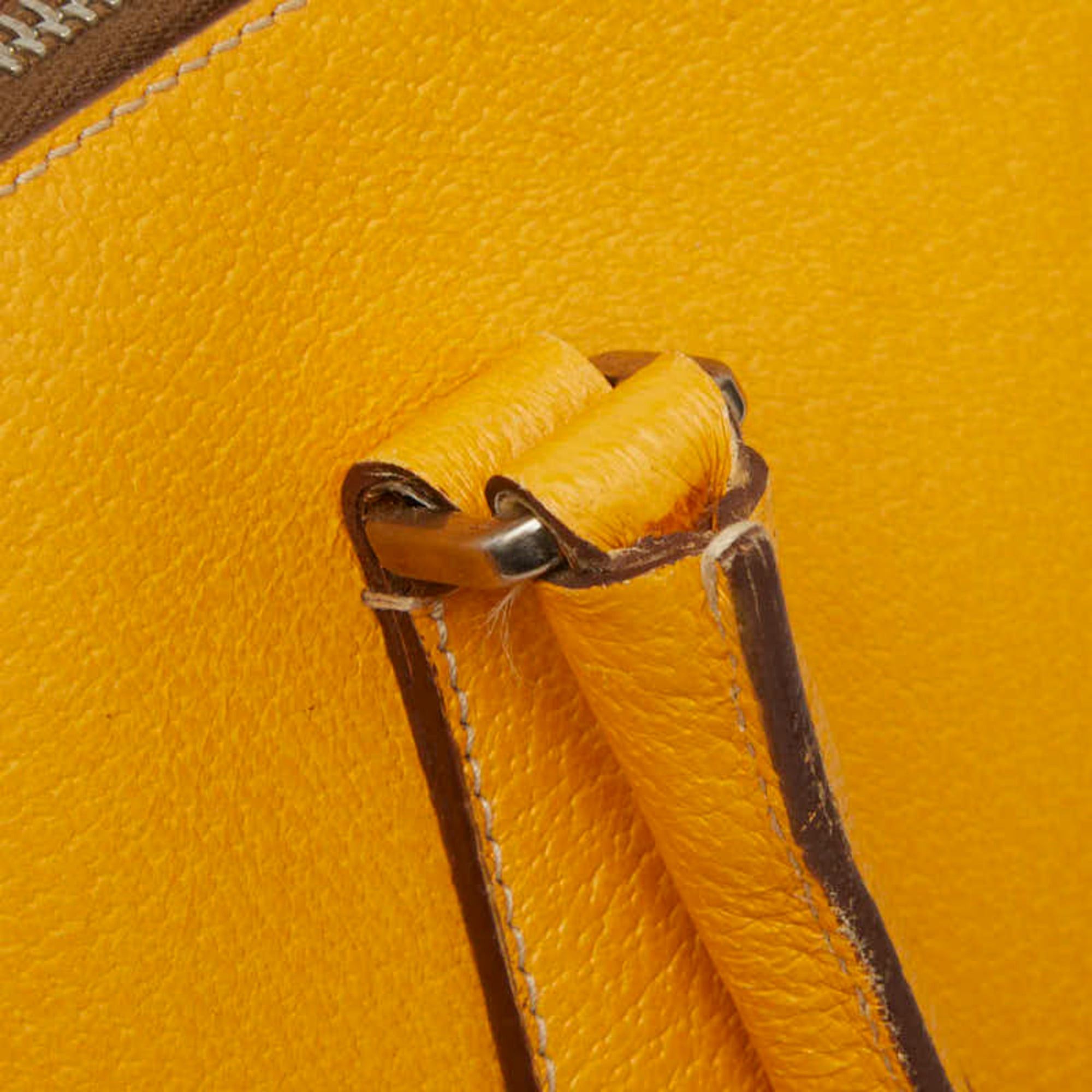 Prada Prada Triangle Logo Plate Handbag Boston Bag Yellow Leather Women's PRADA Size ONE SIZE - 10 Thumbnail