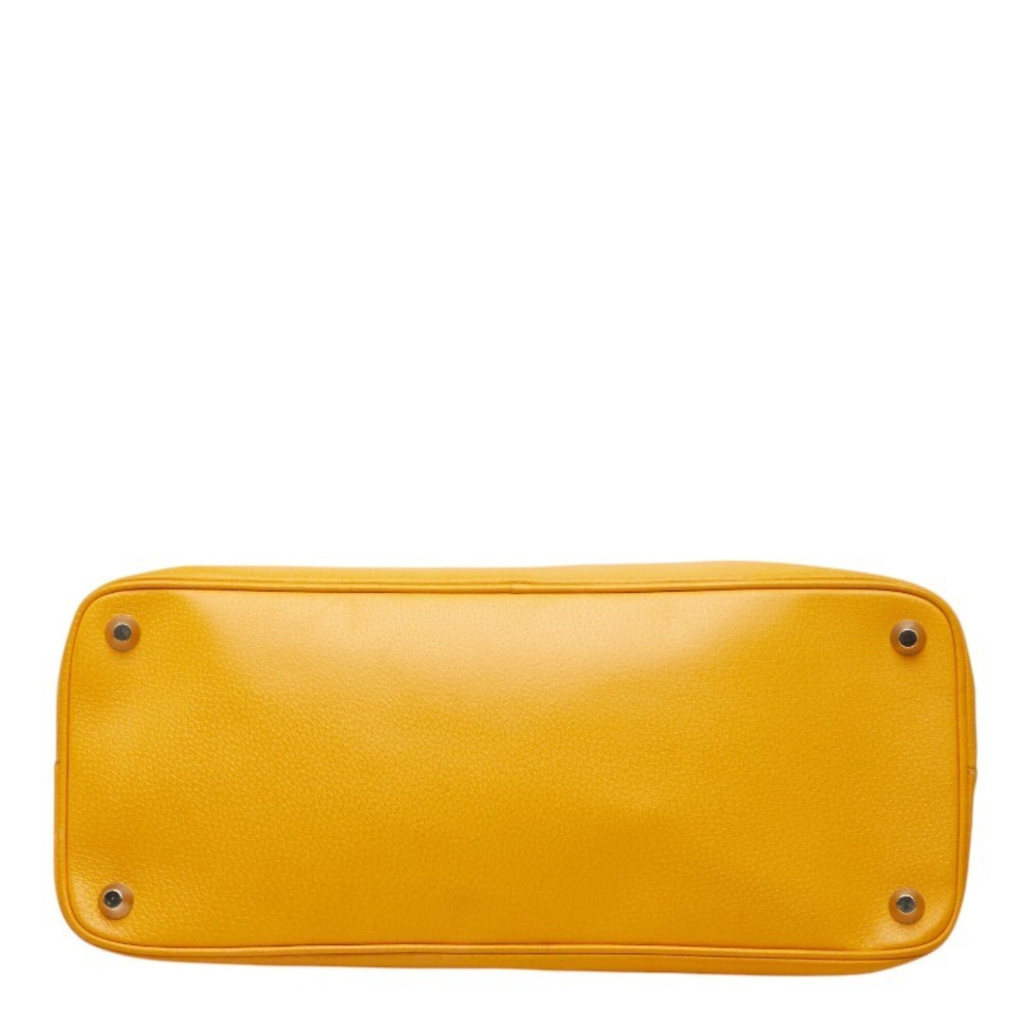Prada Prada Triangle Logo Plate Handbag Boston Bag Yellow Leather Women's PRADA Size ONE SIZE - 3 Thumbnail