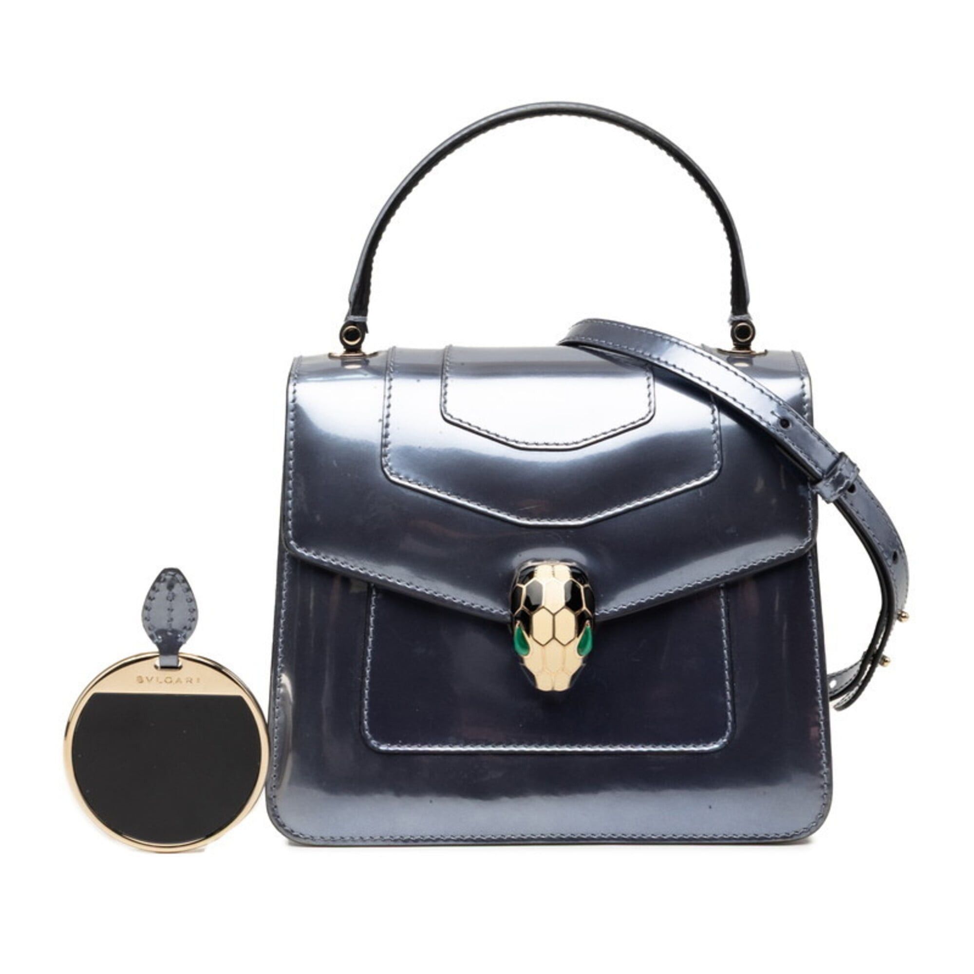 Bvlgari BVLGARI Serpenti Forever Handbag, Top Handle Chain Shoulder Bag, 2-Way, Silver Patent Leather, Women's. Size ONE SIZE - 6 Thumbnail