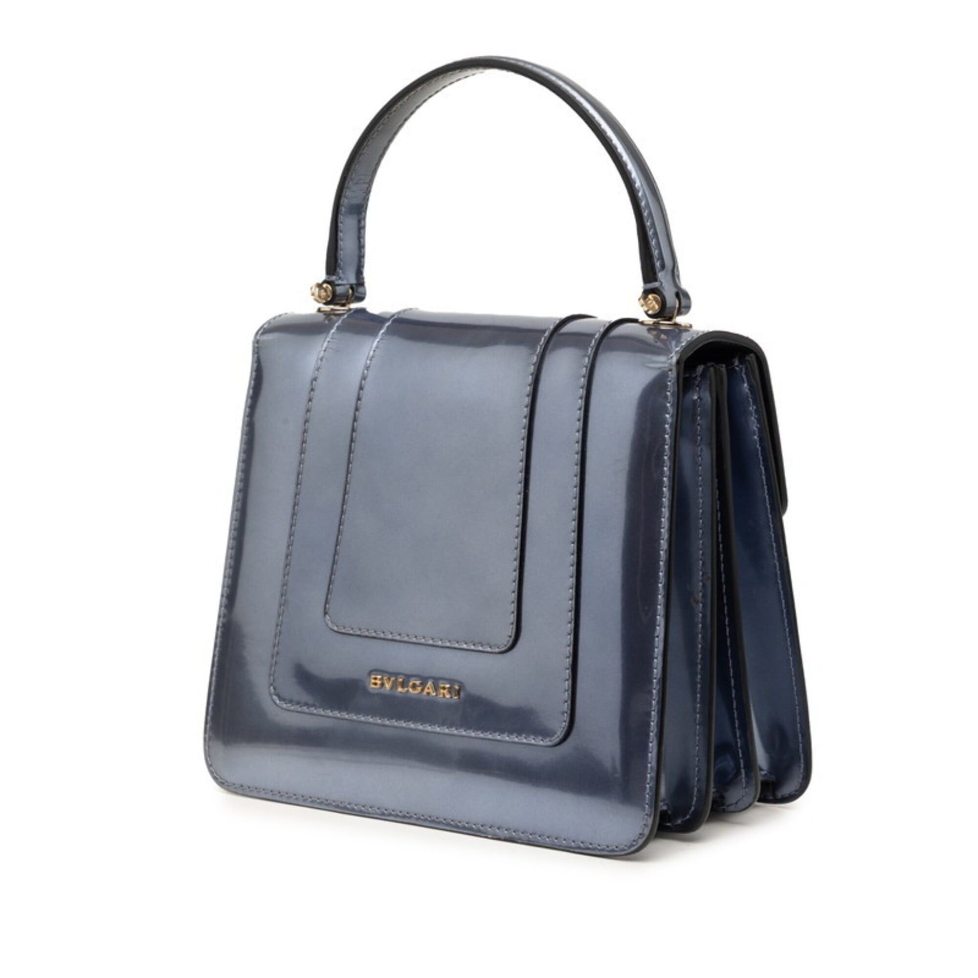 Bvlgari BVLGARI Serpenti Forever Handbag, Top Handle Chain Shoulder Bag, 2-Way, Silver Patent Leather, Women's. Size ONE SIZE - 2 Thumbnail