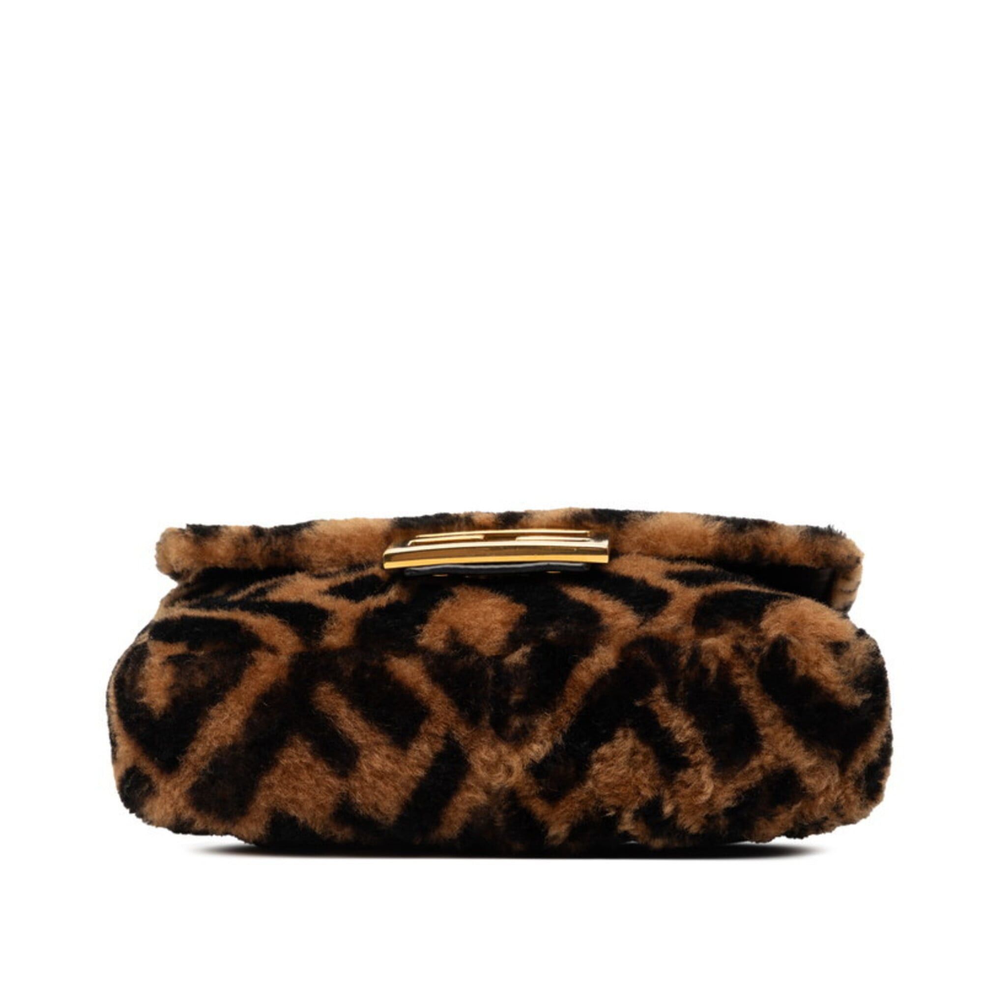Fendi Fendi Zucca Baguette Mini Handbag Shoulder Bag 2WAY 8BS017 Brown Shearling Leather Women's FENDI Size ONE SIZE - 3 Thumbnail