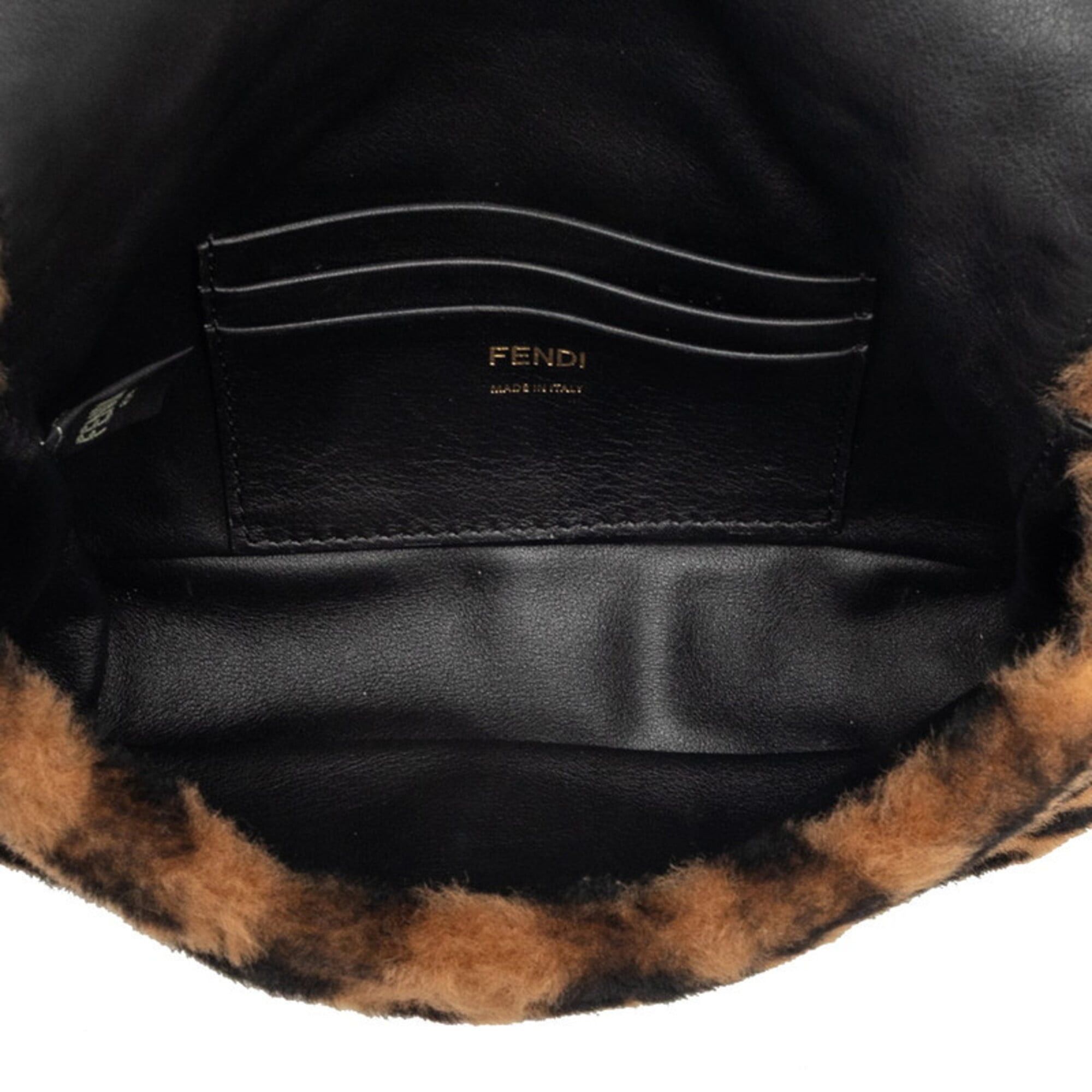 Fendi Fendi Zucca Baguette Mini Handbag Shoulder Bag 2WAY 8BS017 Brown Shearling Leather Women's FENDI Size ONE SIZE - 4 Thumbnail