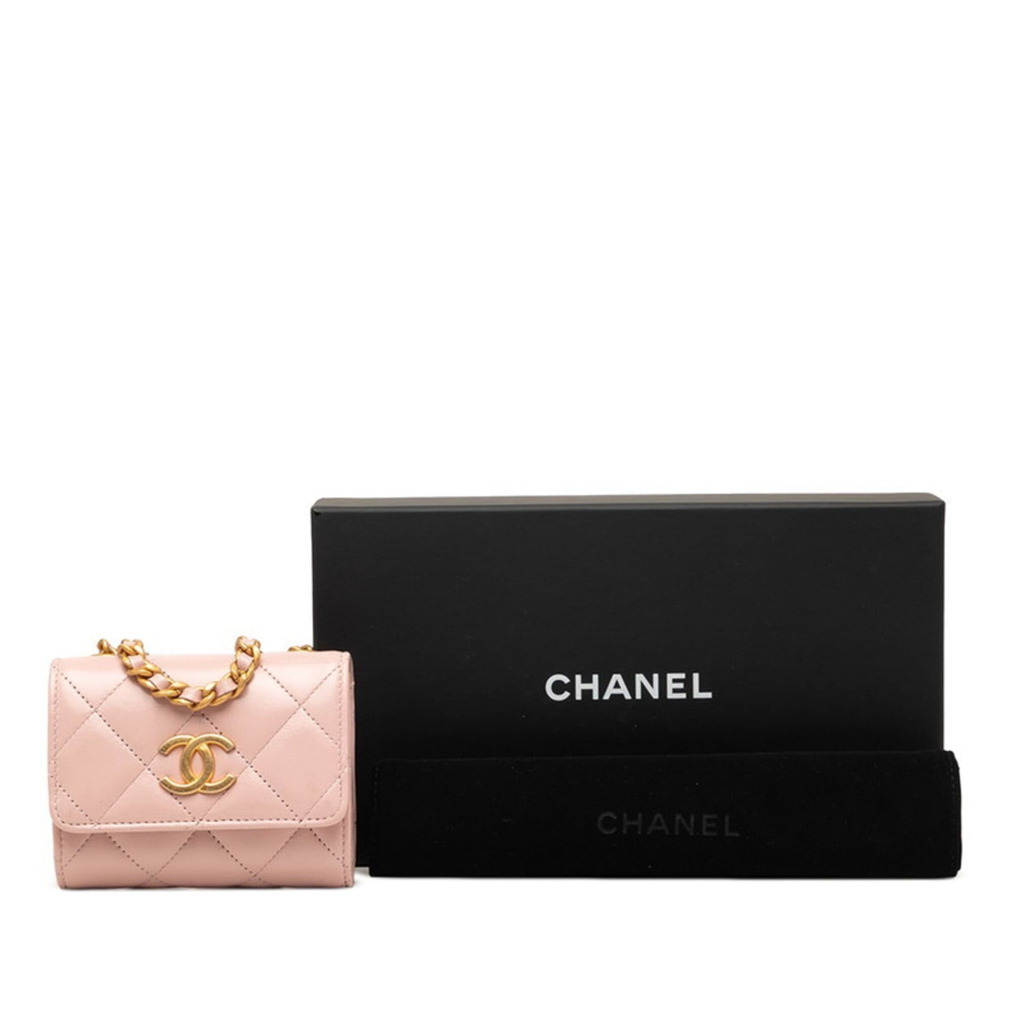 Chanel Chanel Coco Mark Mini Matelassé Crossbody Chain Shoulder Bag, Pink Lambskin, Women's CHANEL Size ONE SIZE - 7 Thumbnail