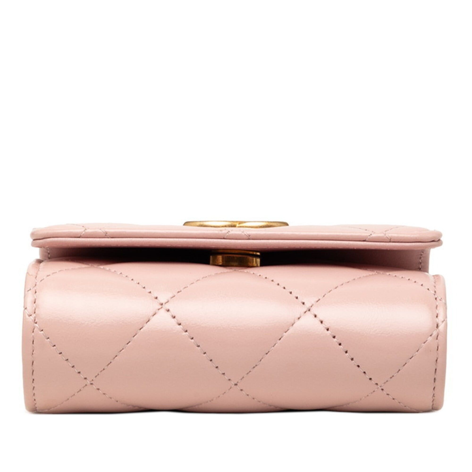 Chanel Chanel Coco Mark Mini Matelassé Crossbody Chain Shoulder Bag, Pink Lambskin, Women's CHANEL Size ONE SIZE - 3 Thumbnail
