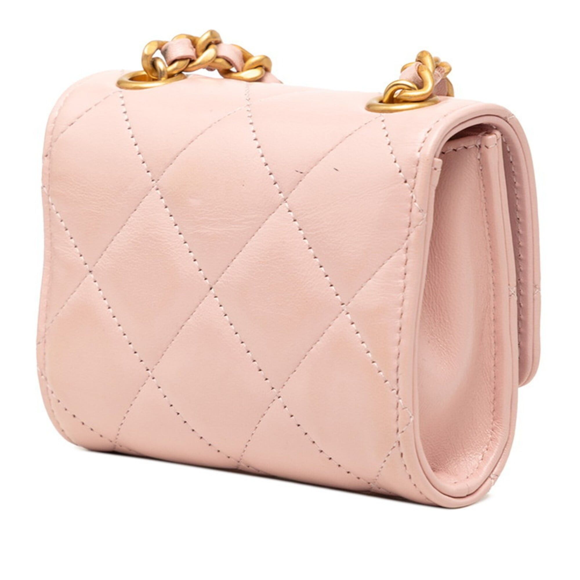 Chanel Chanel Coco Mark Mini Matelassé Crossbody Chain Shoulder Bag, Pink Lambskin, Women's CHANEL Size ONE SIZE - 2 Thumbnail