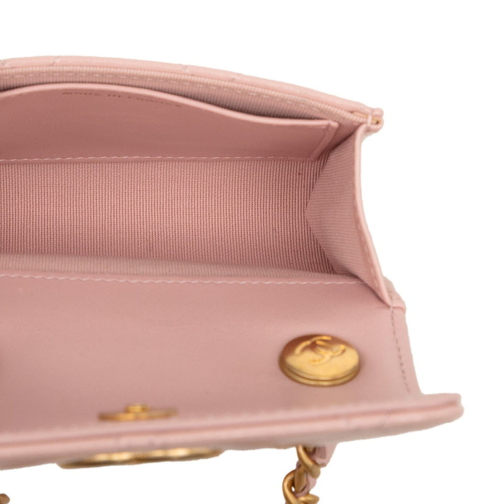 Chanel Chanel Coco Mark Mini Matelassé Crossbody Chain Shoulder Bag, Pink Lambskin, Women's CHANEL Size ONE SIZE - 4 Thumbnail