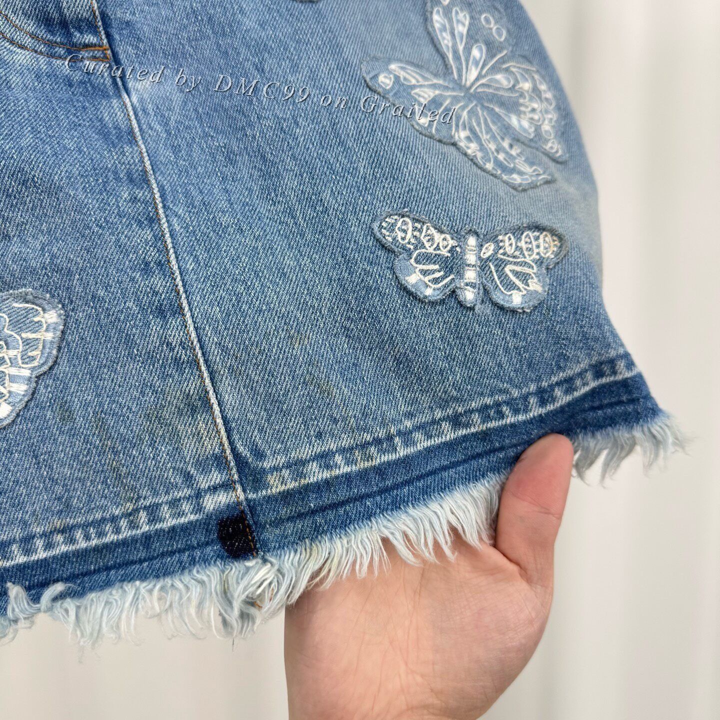 Valentino Valentino Butterfly Embroidery Denim Skirt Size 36" / US 14 / IT 50 - 5 Thumbnail