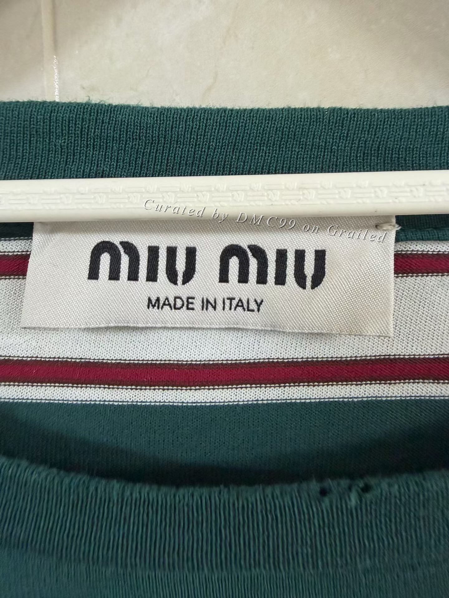 Miu Miu Miu Miu White Green Stripe Logo Long Sleeve Size XS / US 0-2 / IT 36-38 - 3 Thumbnail