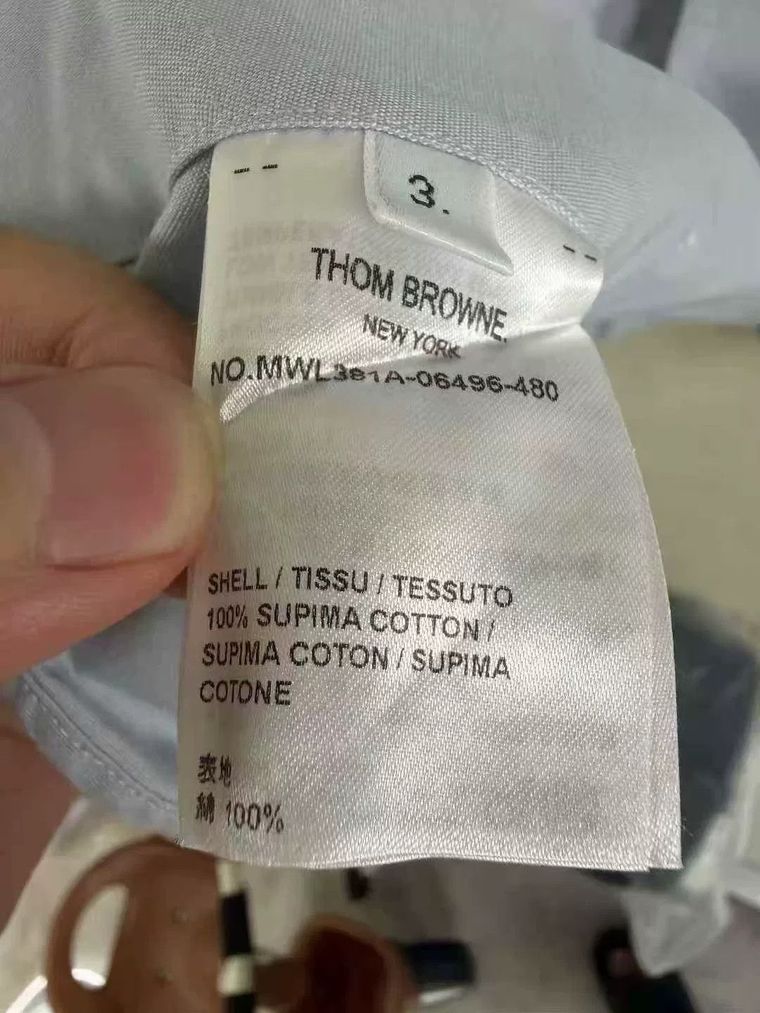 Thom Browne Thom Browne Blue Sleeve Badge Shirt Size US L / EU 52-54 / 3 - 4 Thumbnail