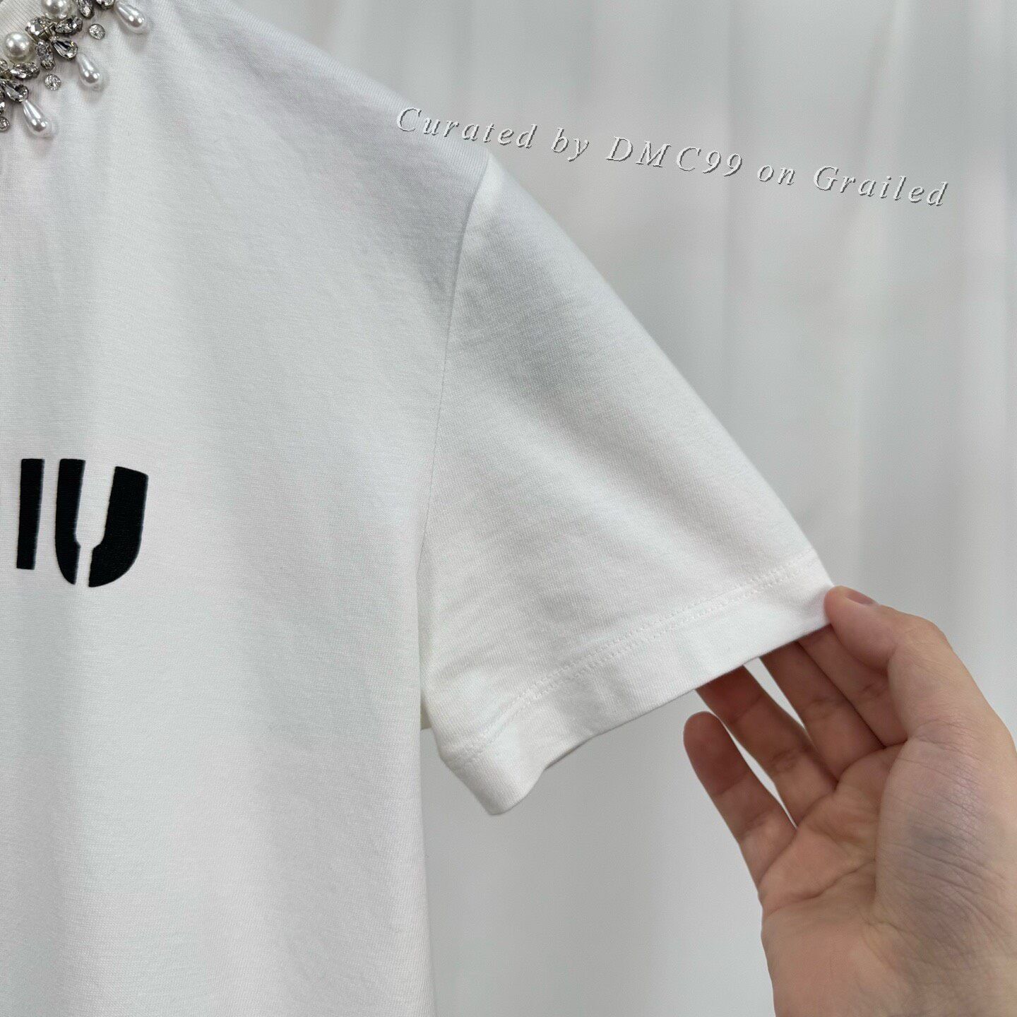 Miu Miu Miu Miu Rhinestone Pearl Letter Tee Size XS / US 0-2 / IT 36-38 - 4 Thumbnail
