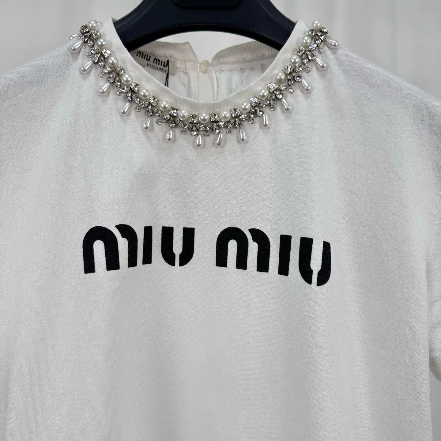 Miu Miu Miu Miu Rhinestone Pearl Letter Tee Size XS / US 0-2 / IT 36-38 - 3 Thumbnail