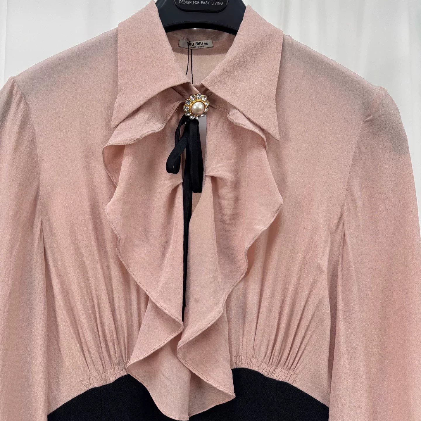 Miu Miu Miu Miu Diamond Buckle Ruffle Colorblock Silk Dress Size XS / US 0-2 / IT 36-38 - 3 Thumbnail